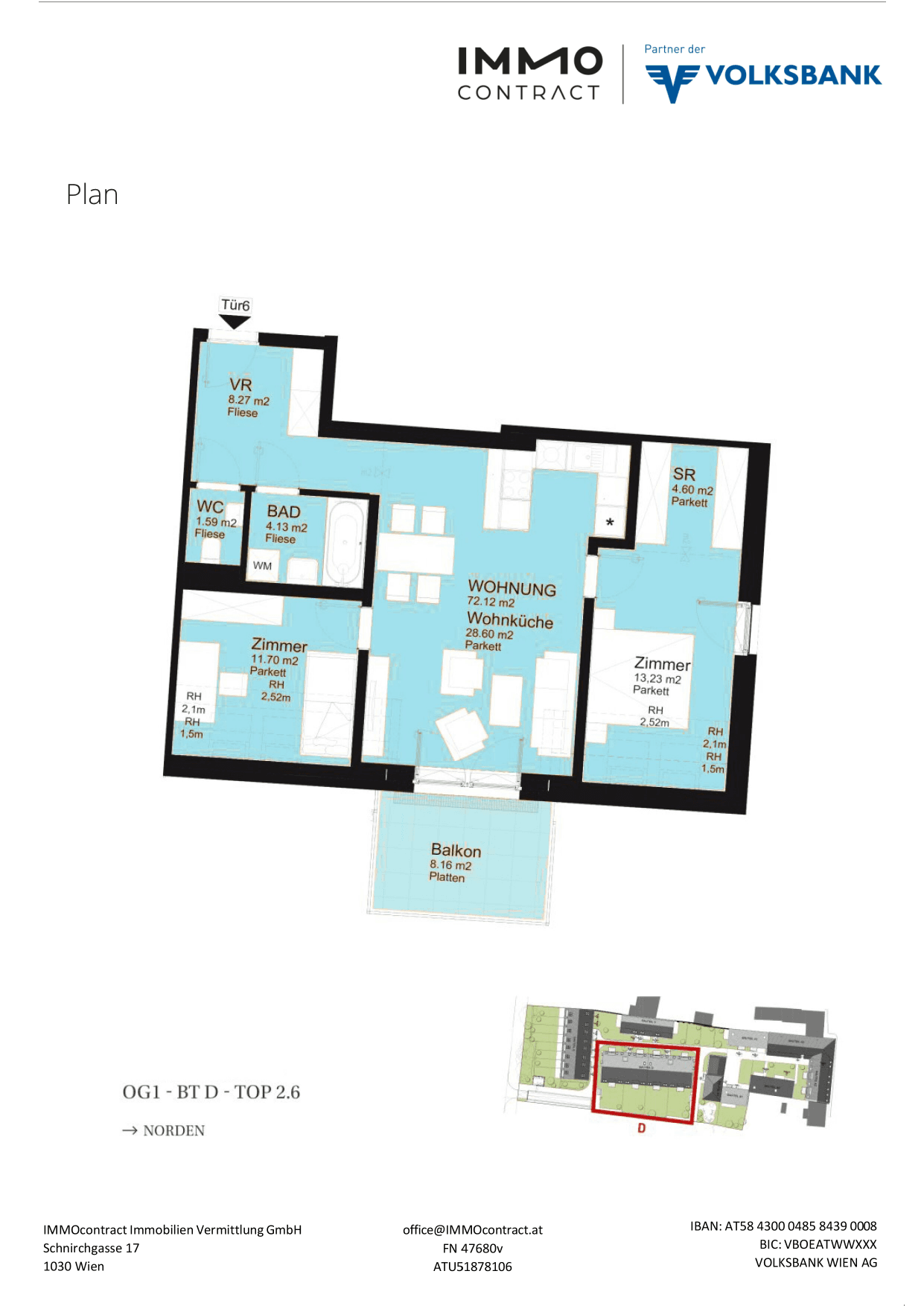 Grundriss Top 16469680 — Am Liesingbach — 3 Zimmer — 72,1 m² — 1st attic floor