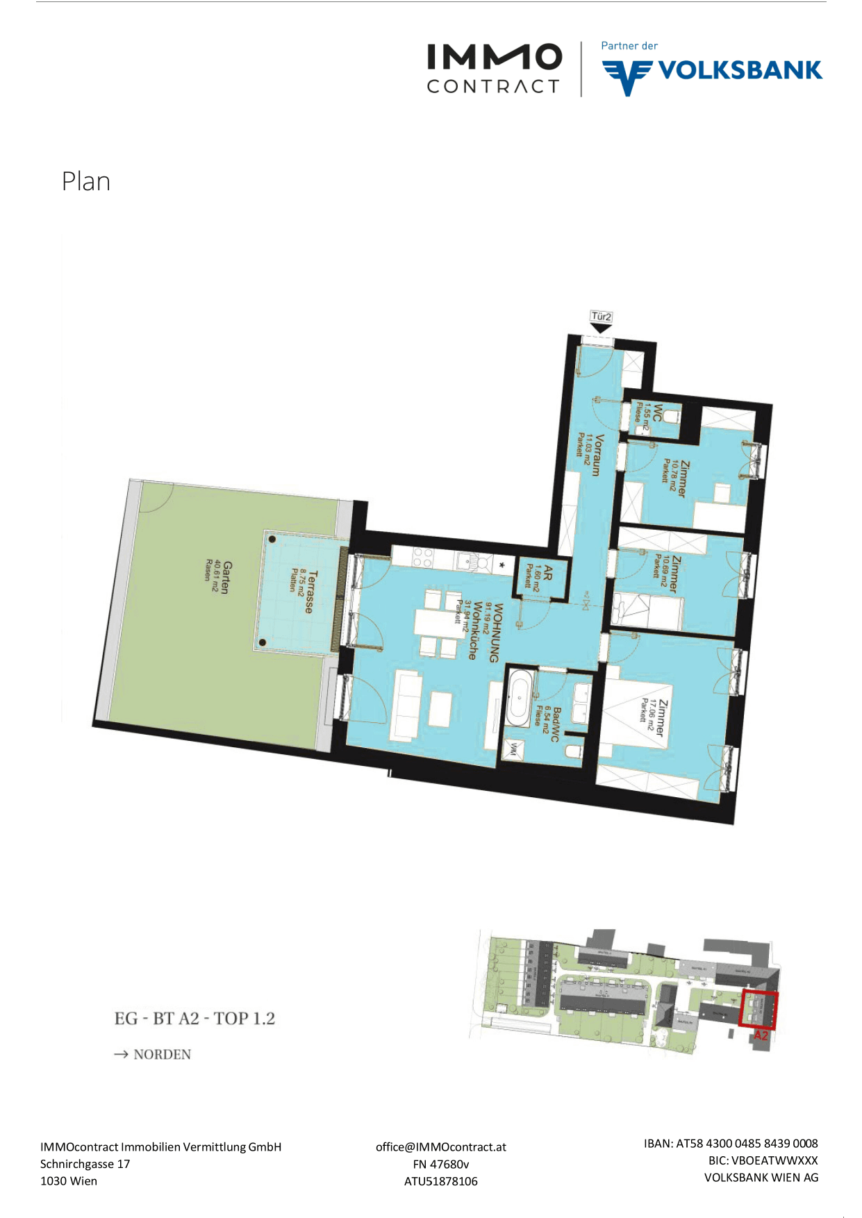 Grundriss Top 16469635 — Am Liesingbach — 4 Zimmer — 91,2 m² — Ground floor