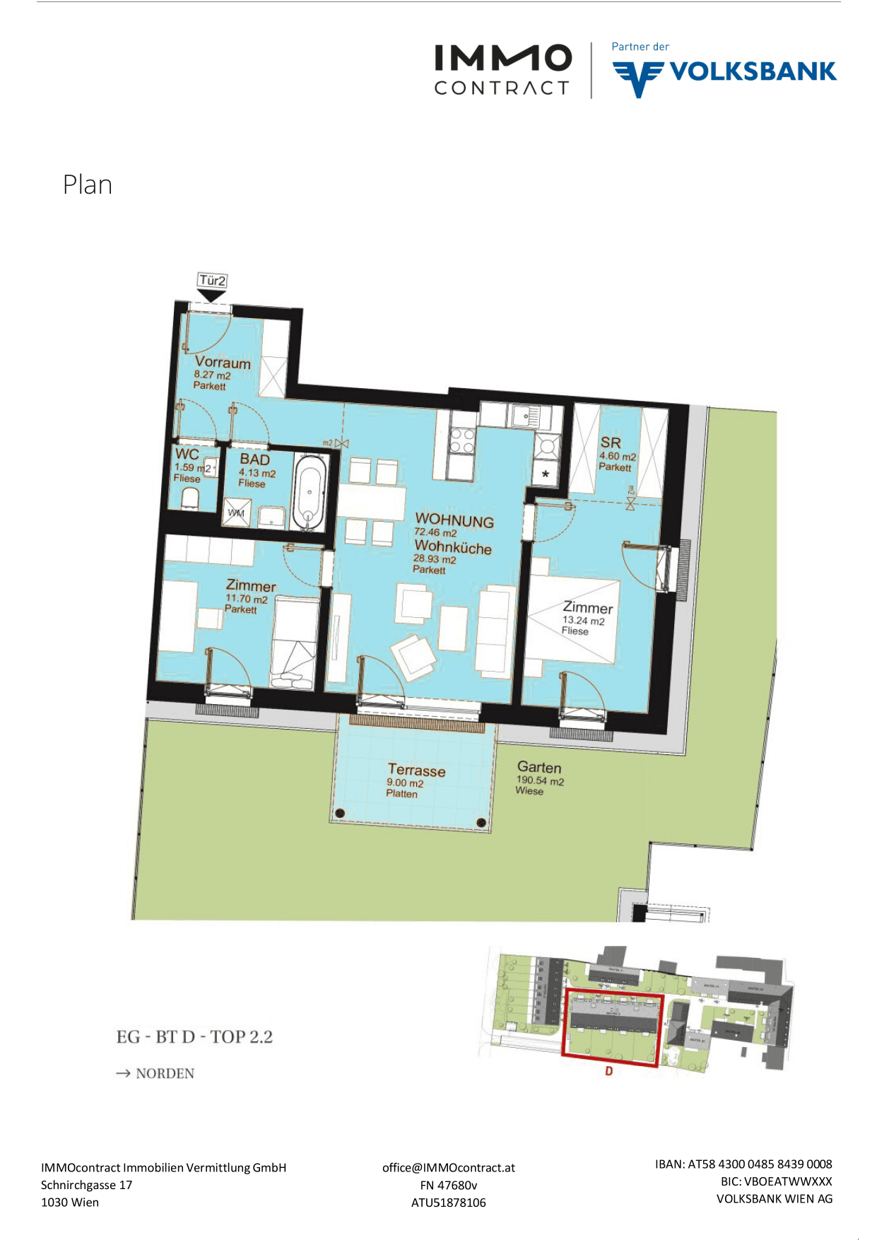 Grundriss Top 16469668 — Am Liesingbach — 3 Zimmer — 72,5 m² — Ground floor — Grundriss 2/2