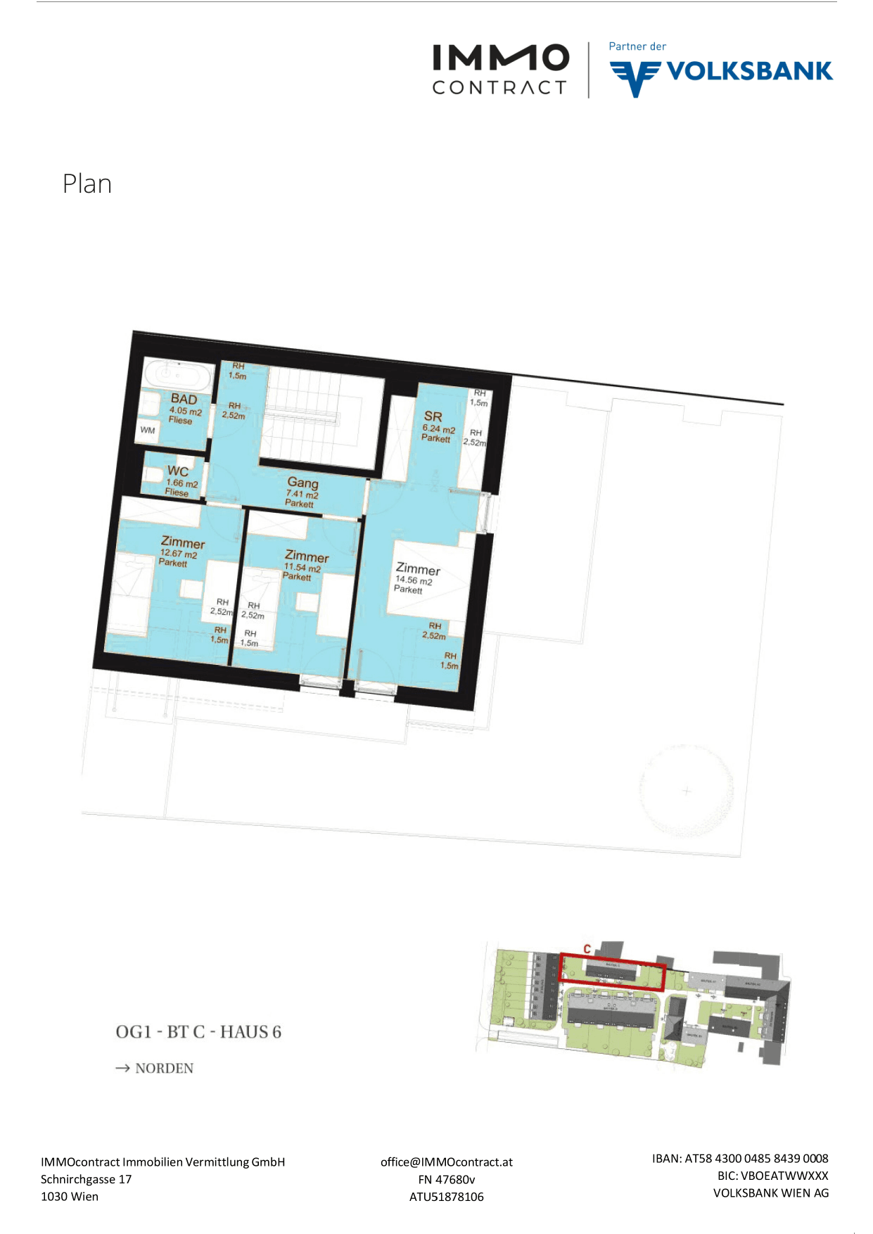 Grundriss Top 16469653 — Am Liesingbach — 4 Zimmer — 121,4 m² — Ground floor / 1st attic floor — Grundriss 2/2