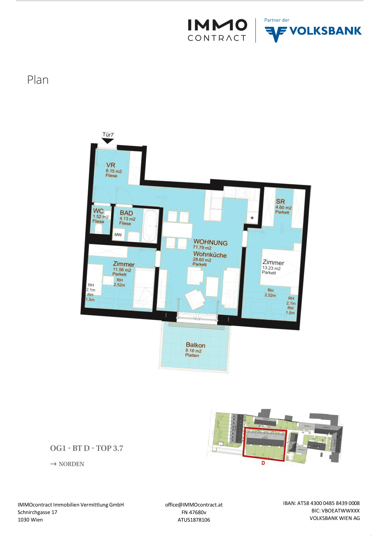 Grundriss Top 16469707 — Am Liesingbach — 3 Zimmer — 71,8 m² — 1st attic floor