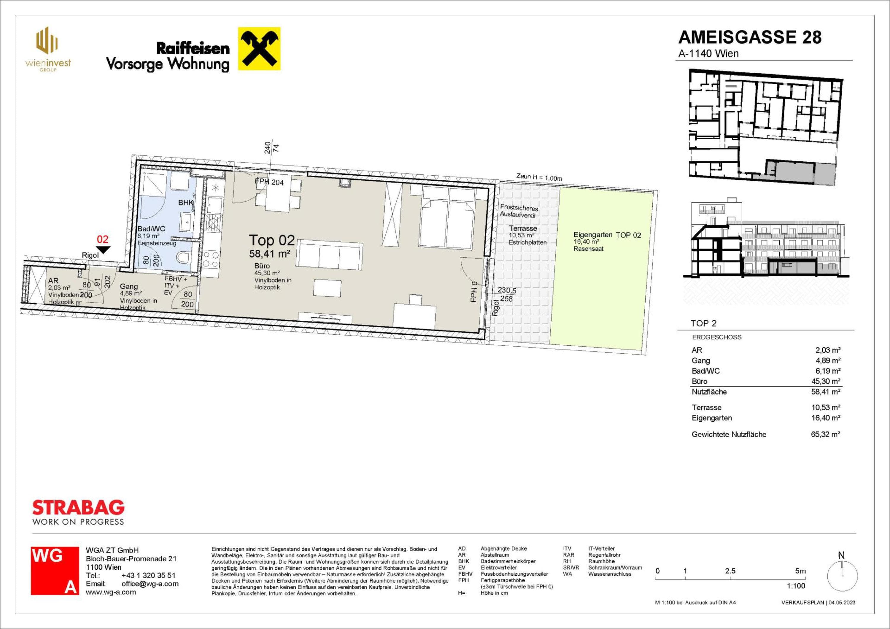 Grundriss Top 02 — Ameisgasse 28 — 1 Zimmer — 58,4 m² — FREI