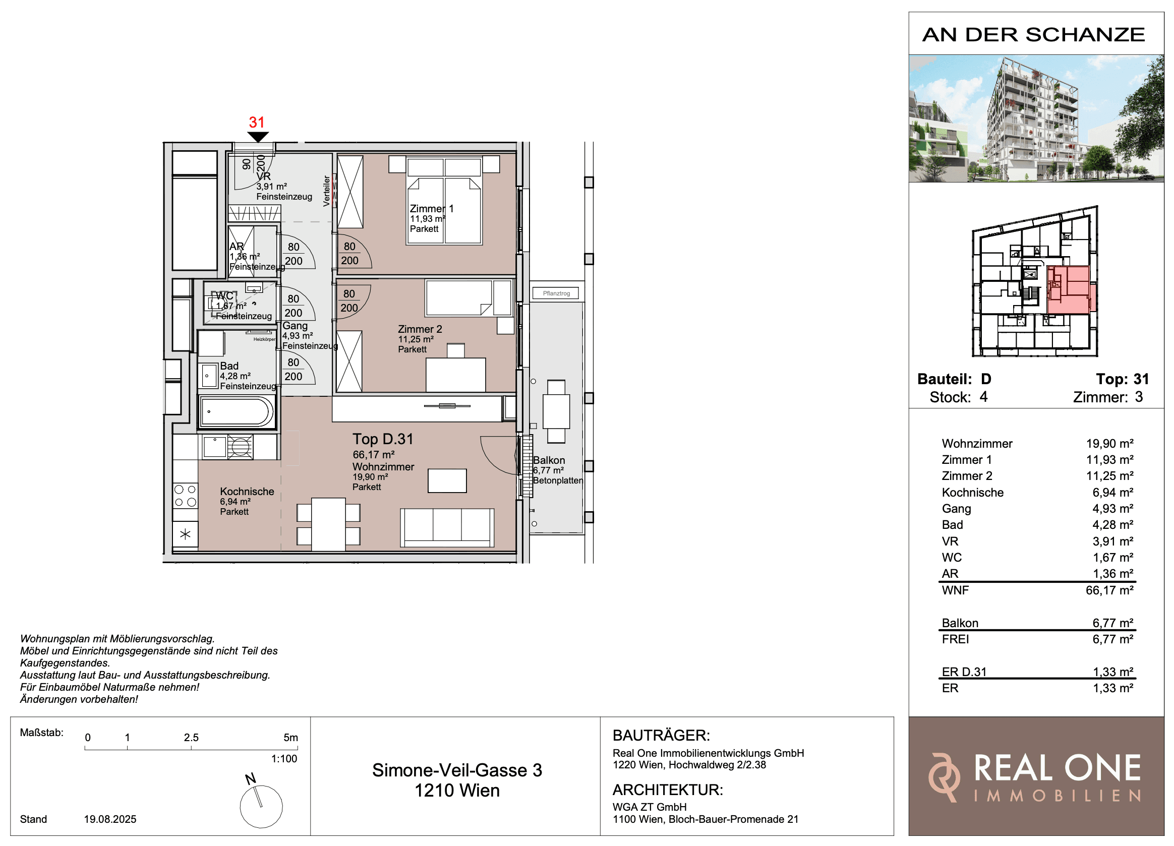 Grundriss Top 31 — An der Schanze 25 — 3 Zimmer — 66,3 m²