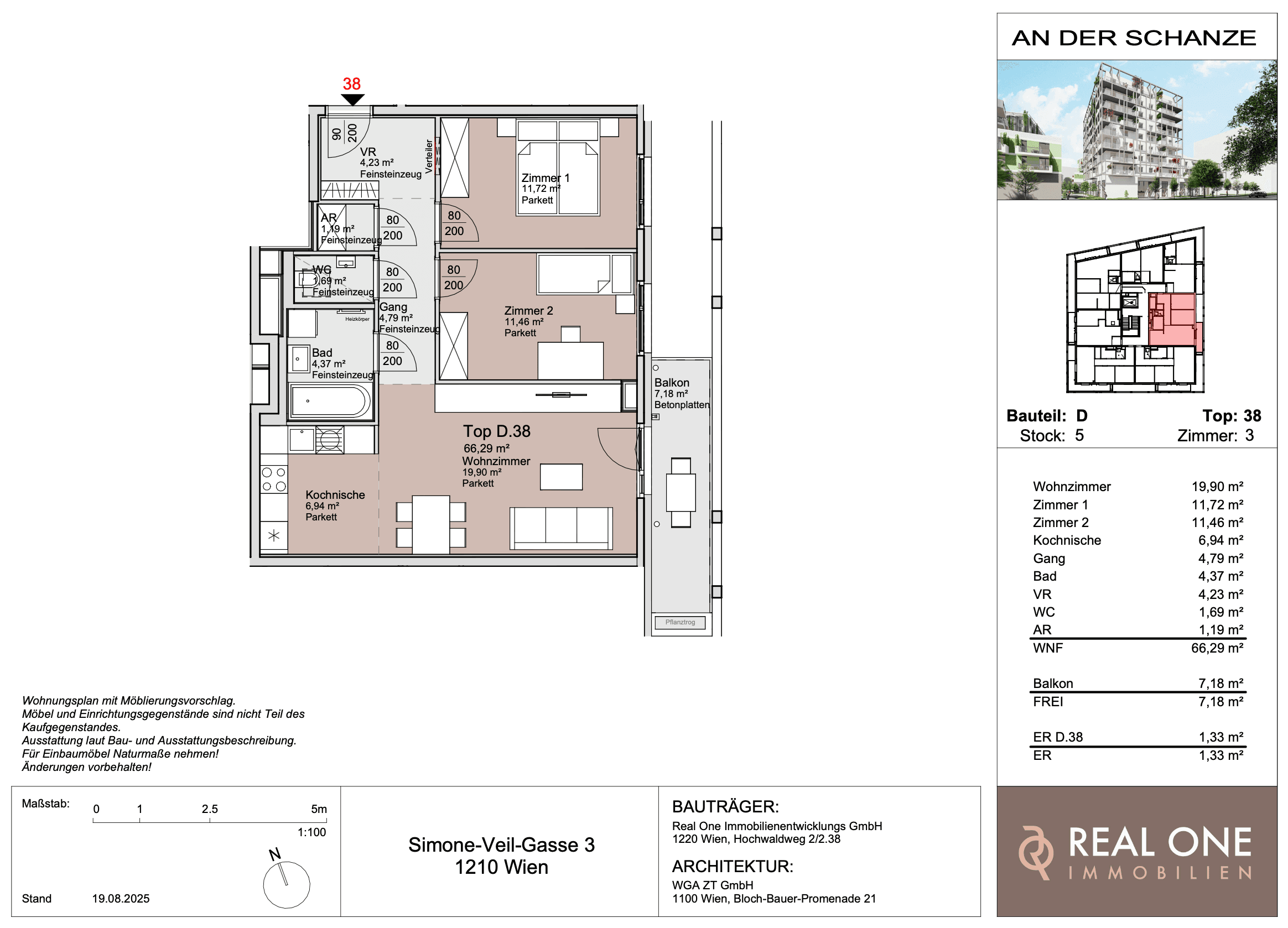 Grundriss Top 38 — An der Schanze 25 — 3 Zimmer — 68,6 m²