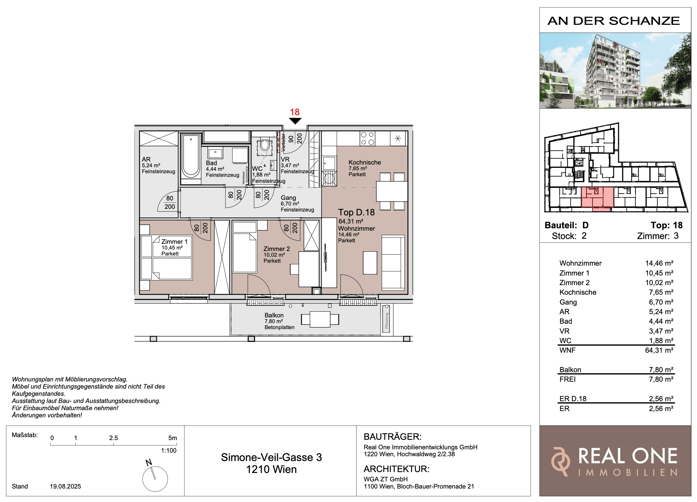 Grundriss Top 18 — An der Schanze 25 — 3 Zimmer — 64,2 m²