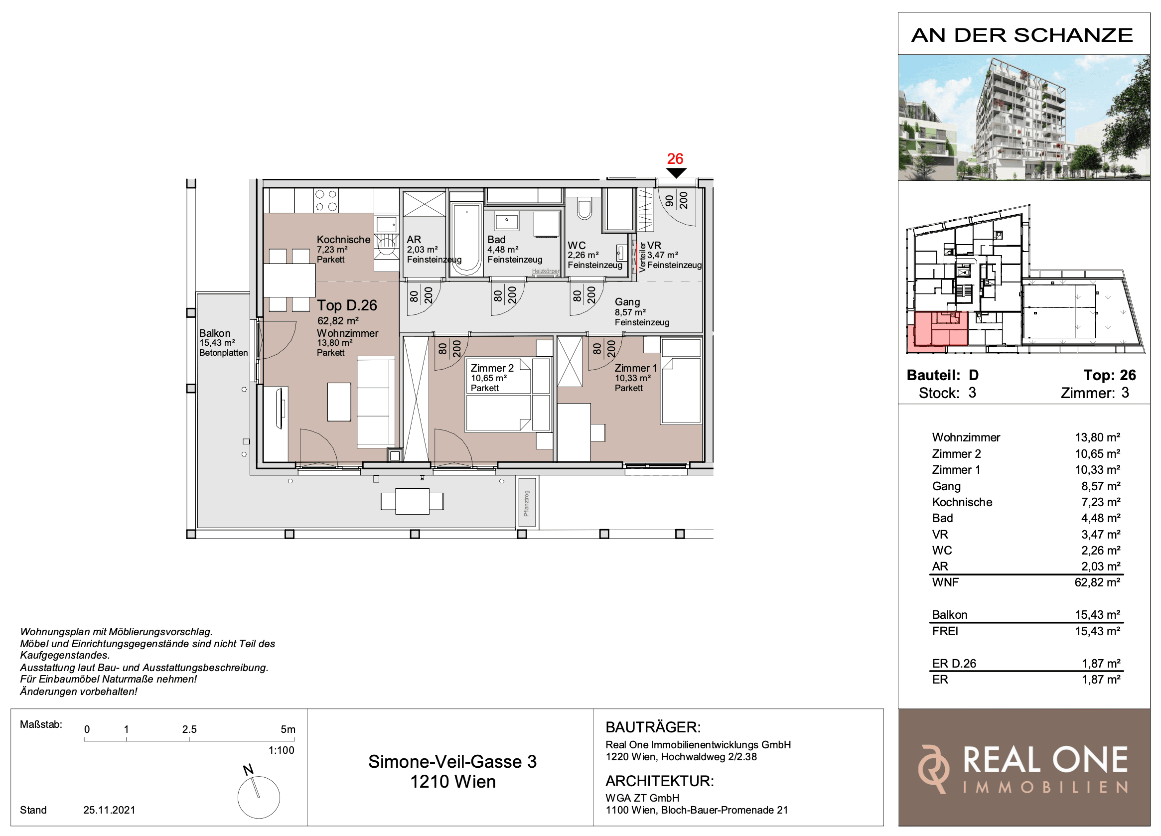 Grundriss Top 26 — An der Schanze 25 — 3 Zimmer — 62,8 m²