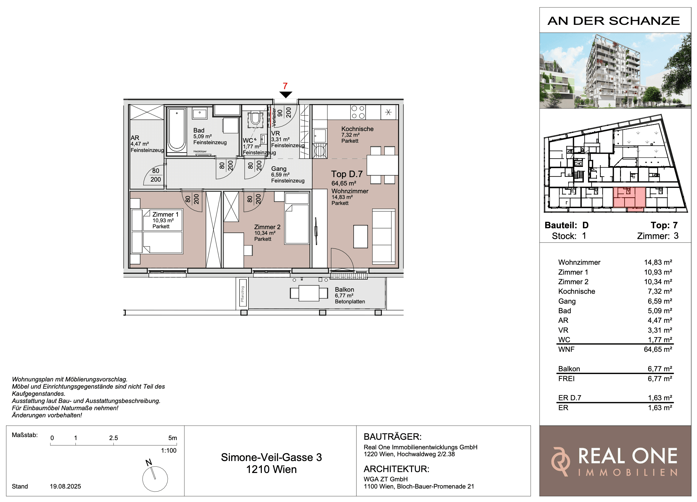 Grundriss Top 07 — An der Schanze 25 — 3 Zimmer — 64,7 m²