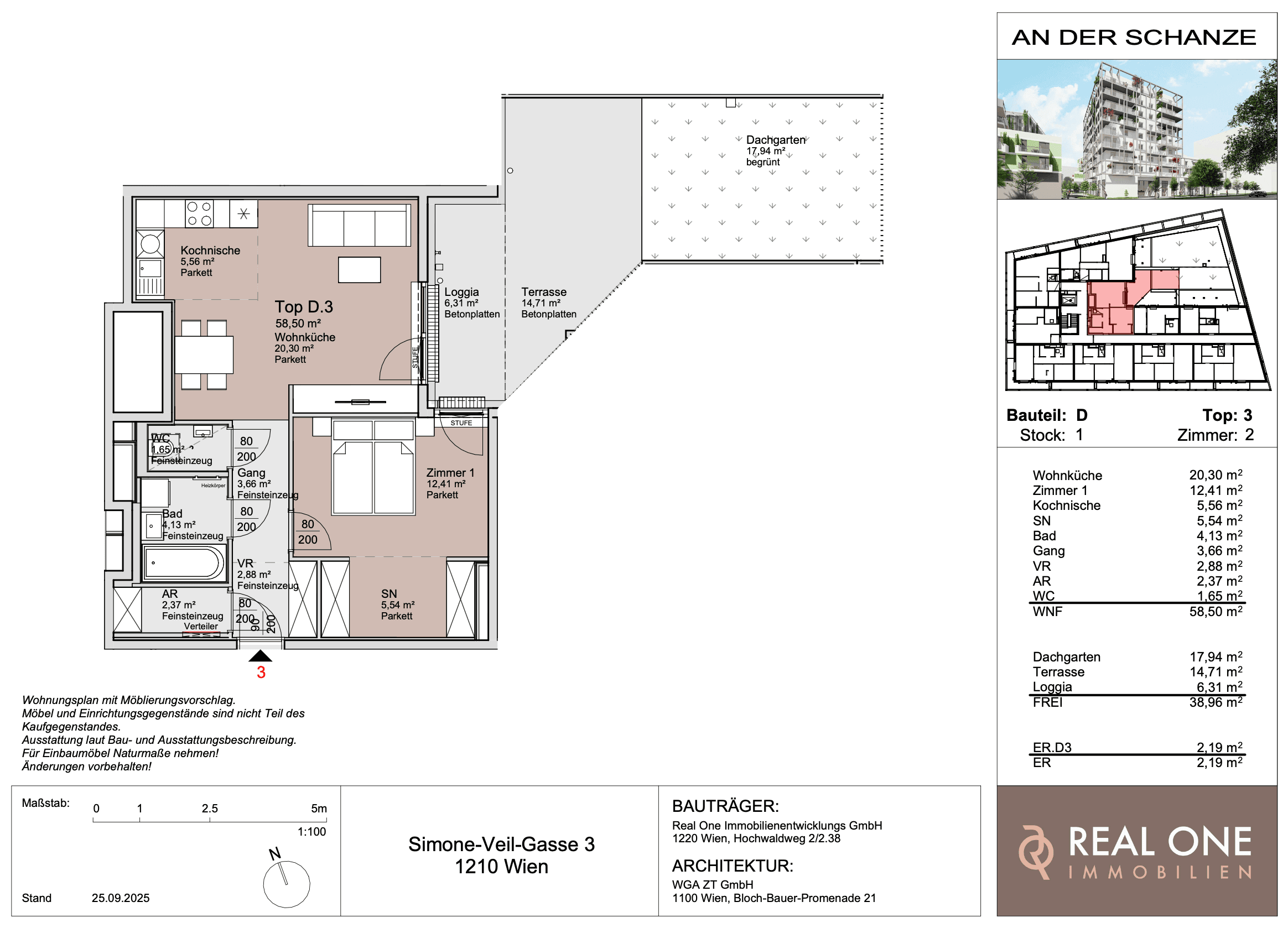 Grundriss Top 03 — An der Schanze 25 — 2 Zimmer — 58,6 m²