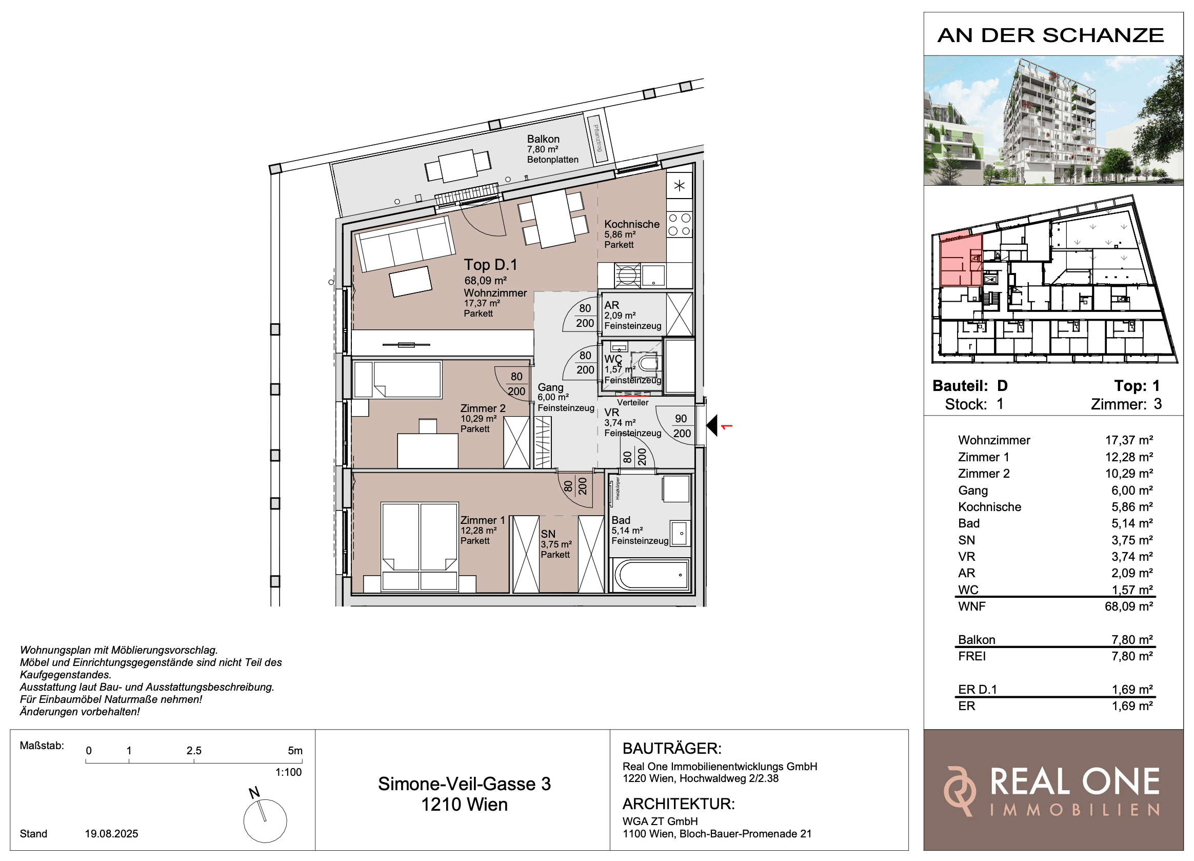 Grundriss Top 01 — An der Schanze 25 — 3 Zimmer — 68,2 m²