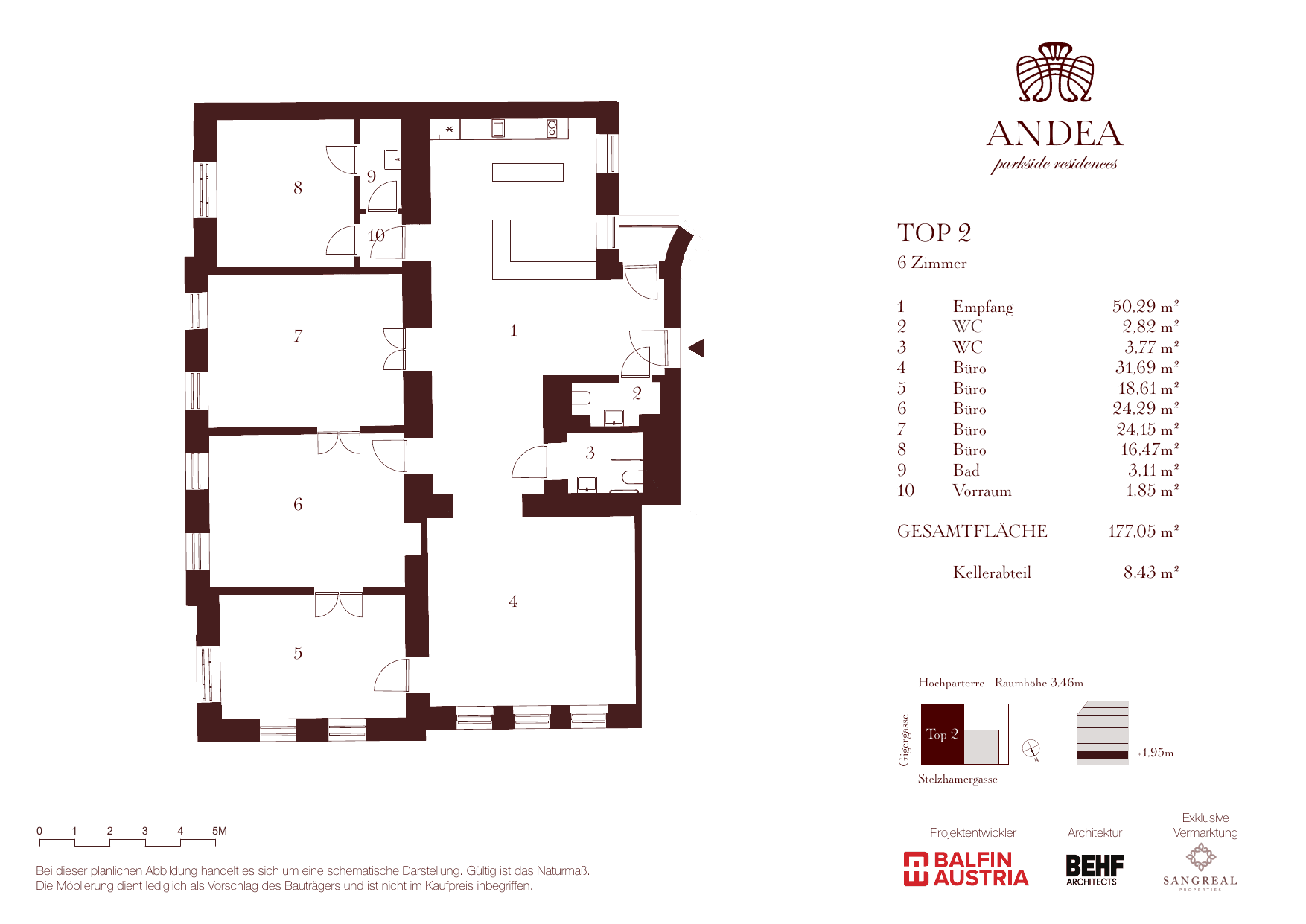 Grundriss Top 2 — ANDEA Parkside Residences — 6 Zimmer — Ground floor