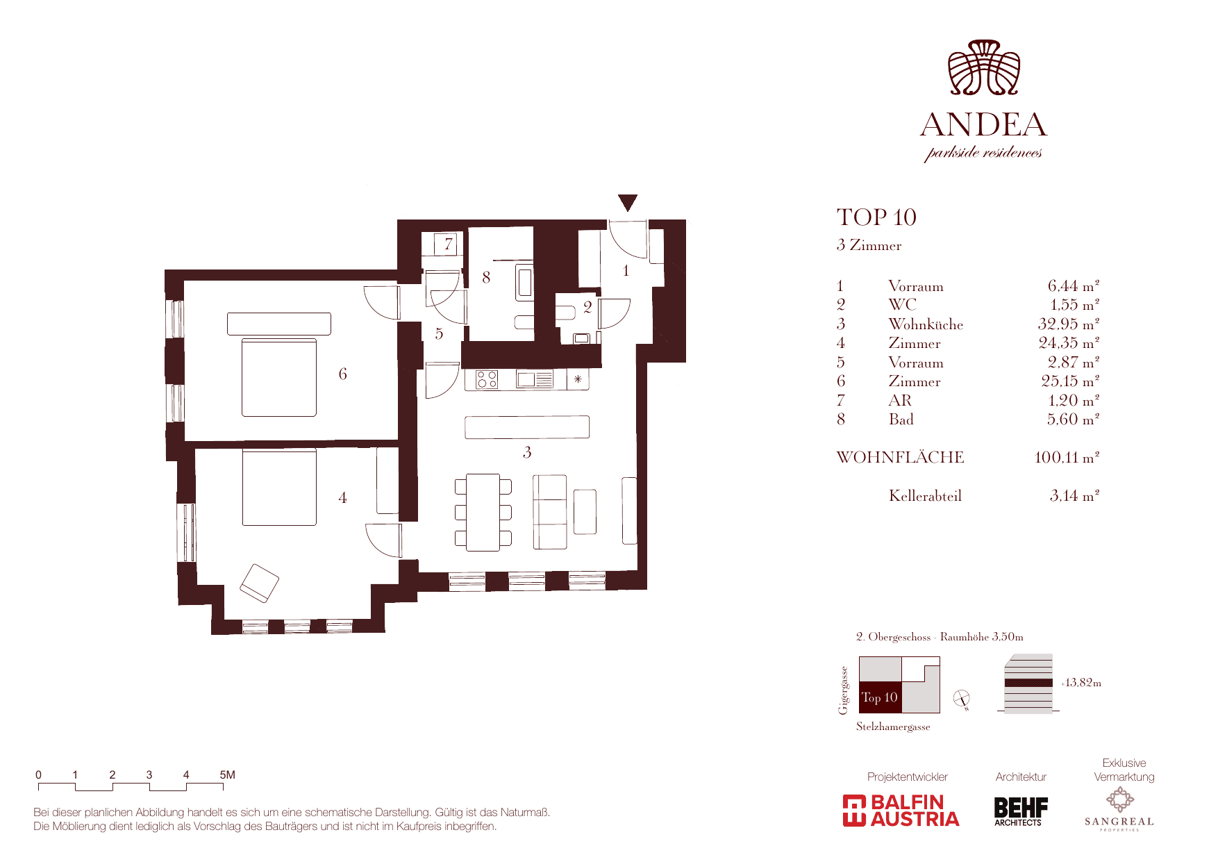 Grundriss Top 10 — ANDEA Parkside Residences — 3 Zimmer — 100,1 m² — 2nd floor