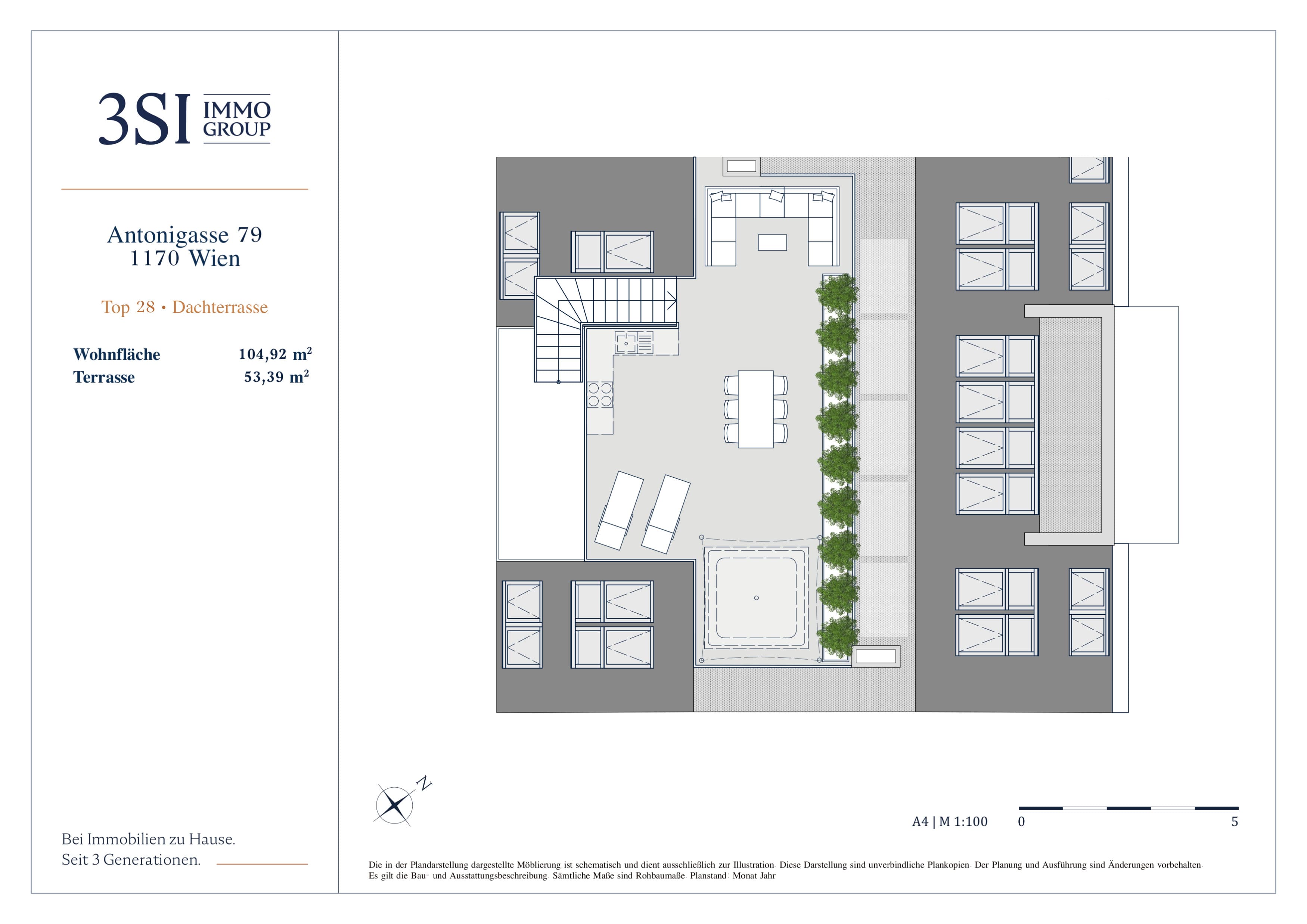 Grundriss Top 1/28 — The Anthony — 3 Zimmer — 104,9 m² — 2nd attic floor — Grundriss 2/2