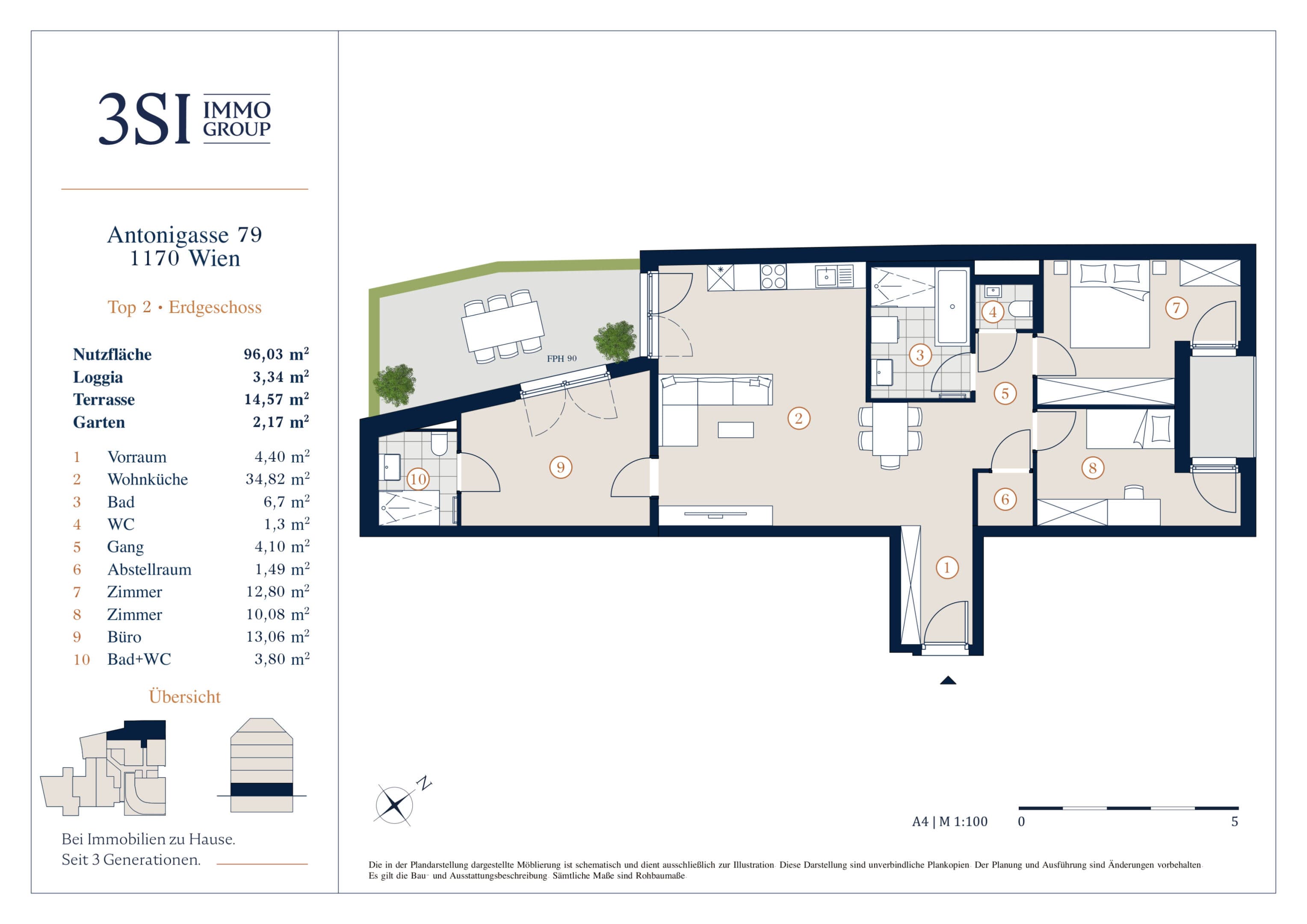 Grundriss Top 1/2 — The Anthony — 4 Zimmer — 96 m² — Ground floor