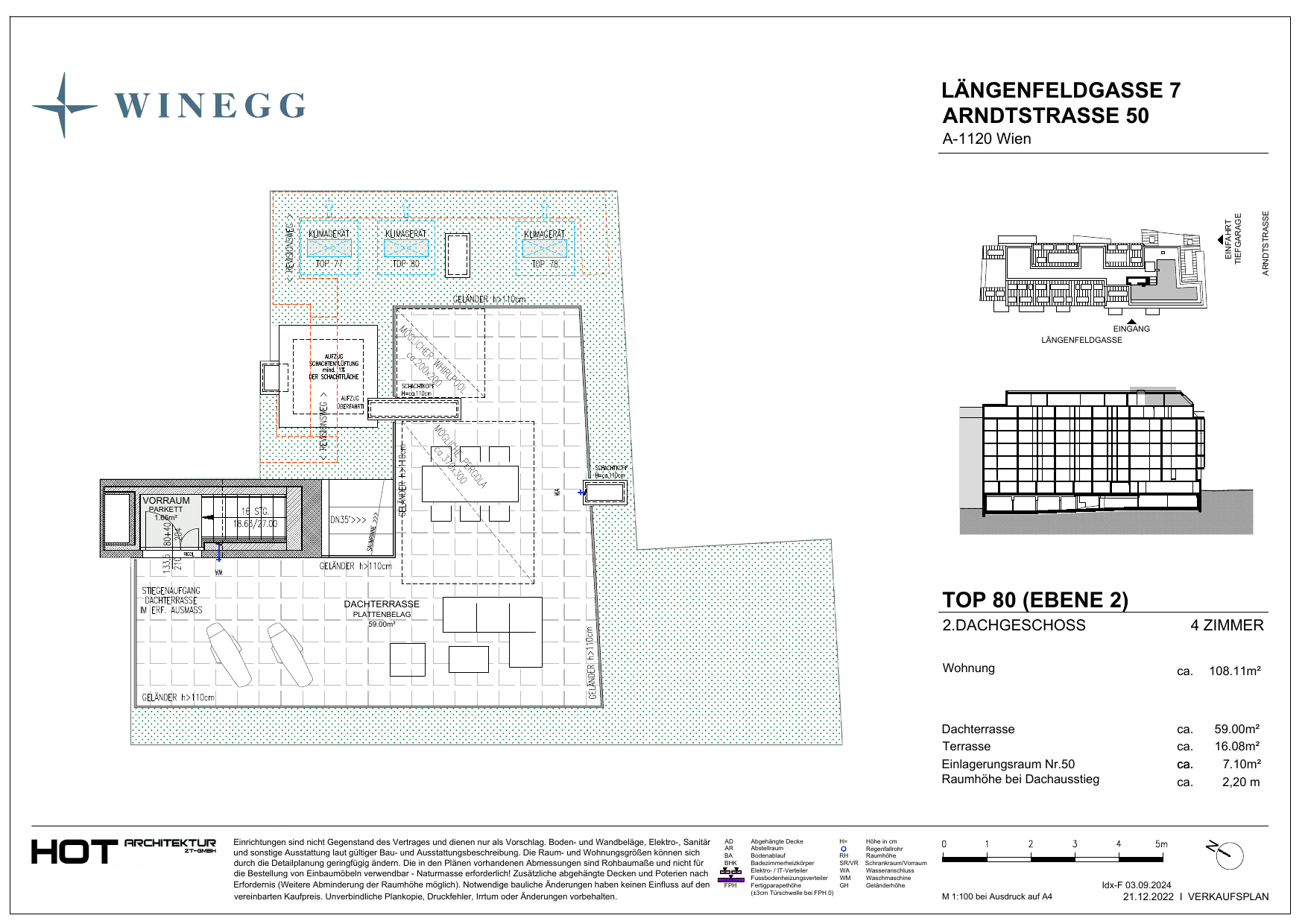 Grundriss Top 80 — Arndtstraße 50 — 4 Zimmer — 108,1 m² — 2nd attic floor — O/S/W — Grundriss 2/2