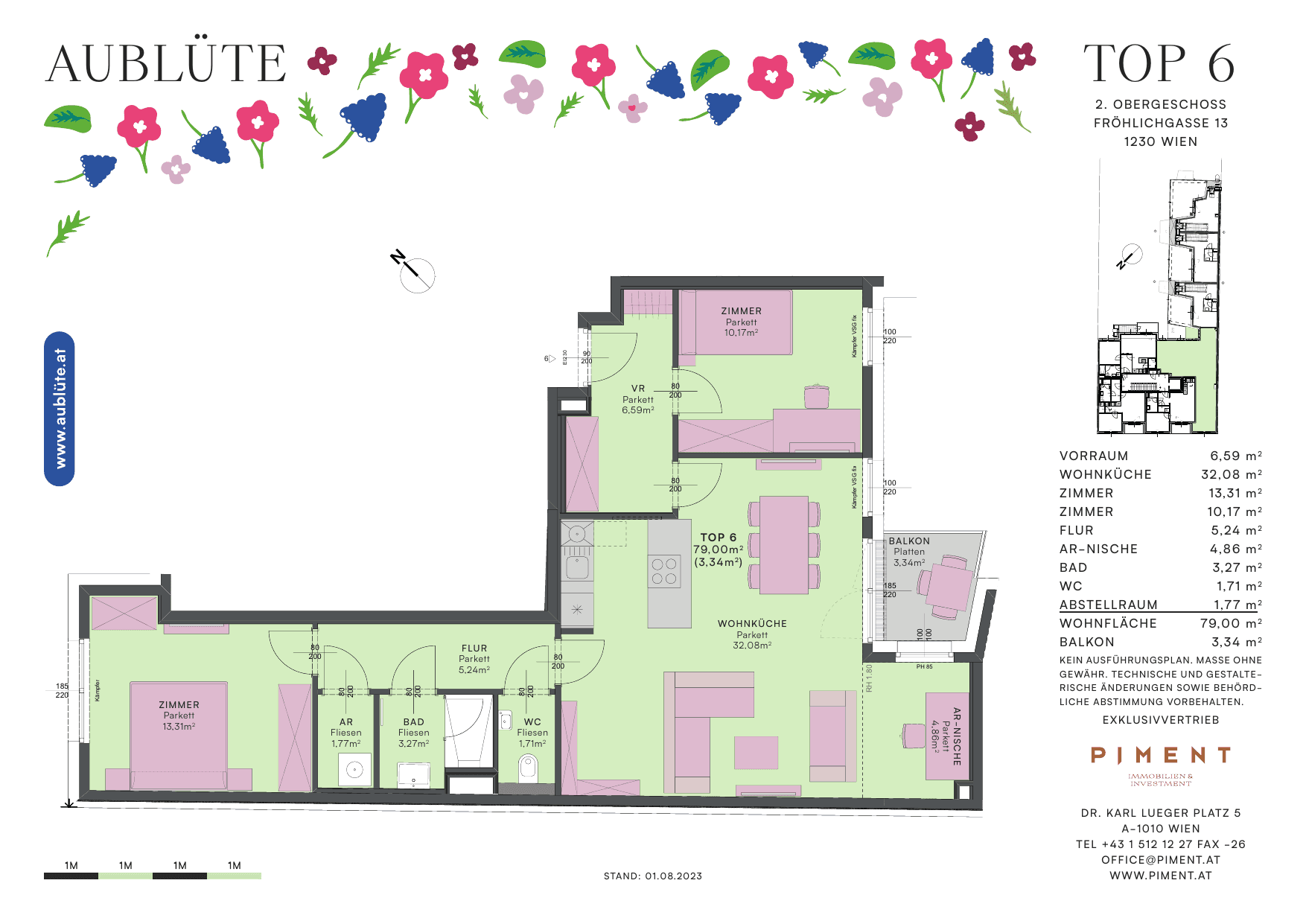 Grundriss Top 6 — Aublüte — 3 Zimmer — 79 m²