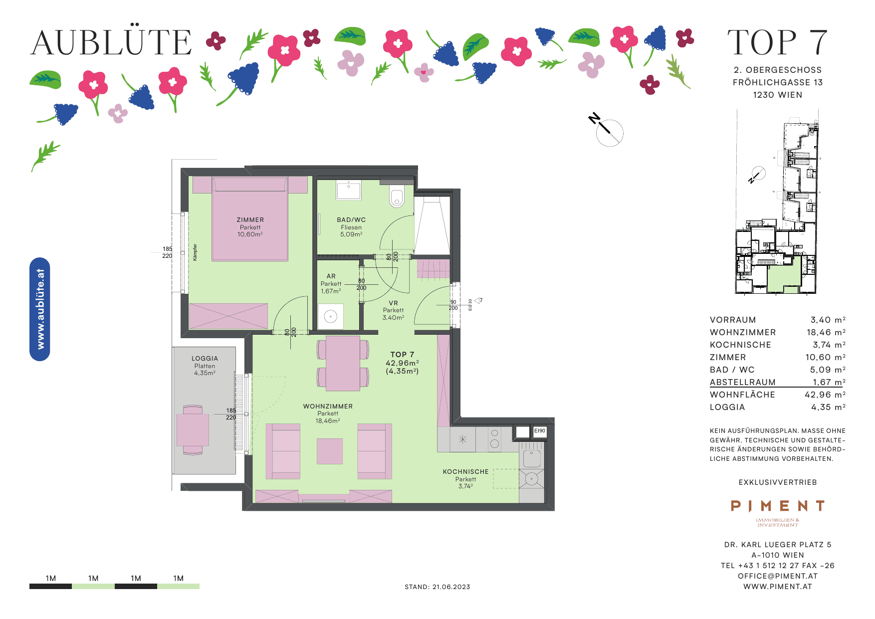 Grundriss Top 7 — Aublüte — 2 Zimmer — 43 m²