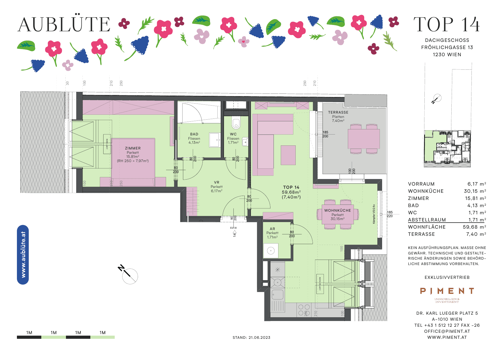 Grundriss Top 14 — Aublüte — 2 Zimmer — 59,7 m²