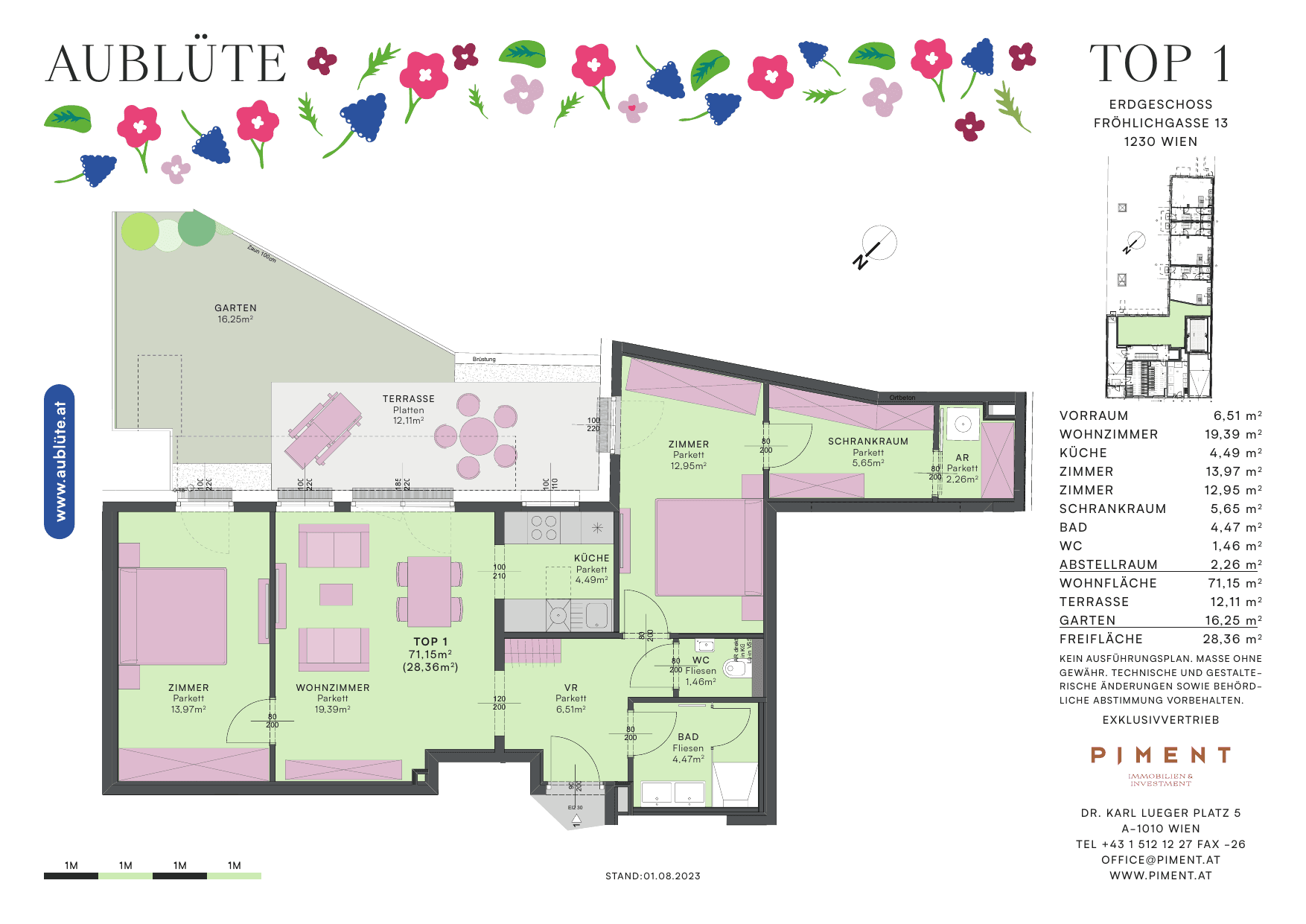 Grundriss Top 1 — Aublüte — 3 Zimmer — 71,2 m²