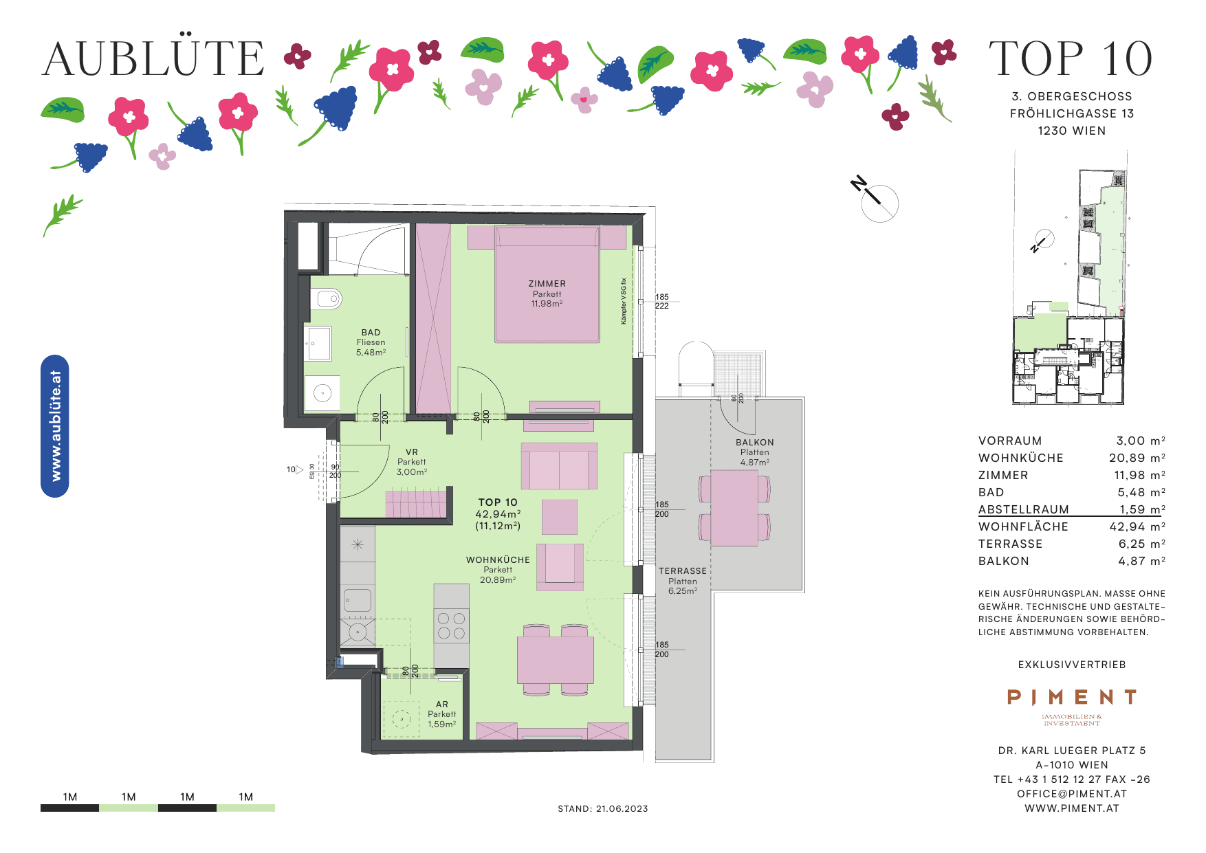 Grundriss Top 10 — Aublüte — 2 Zimmer — 42,9 m²