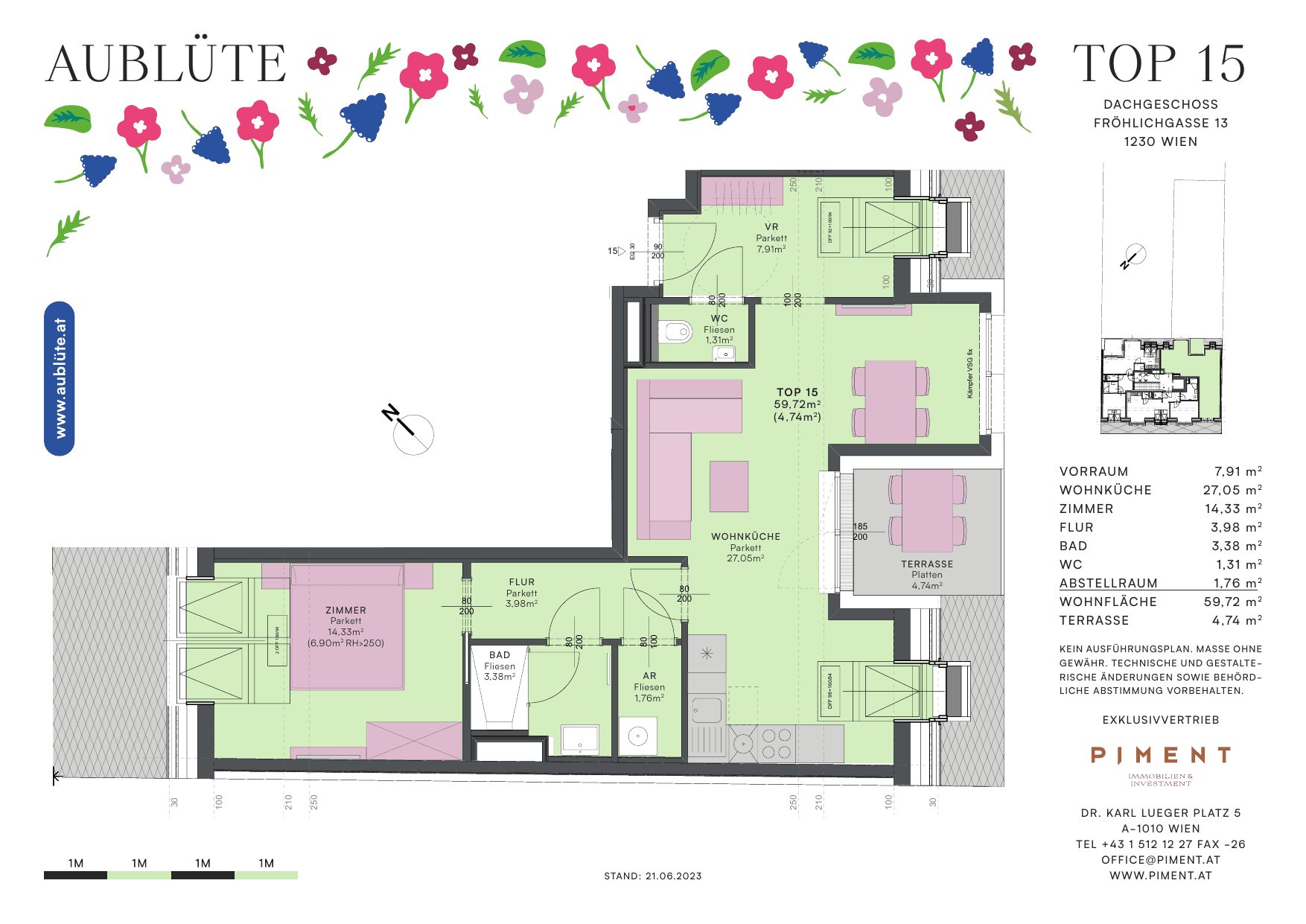 Grundriss Top 15 — Aublüte — 2 Zimmer — 59,7 m²