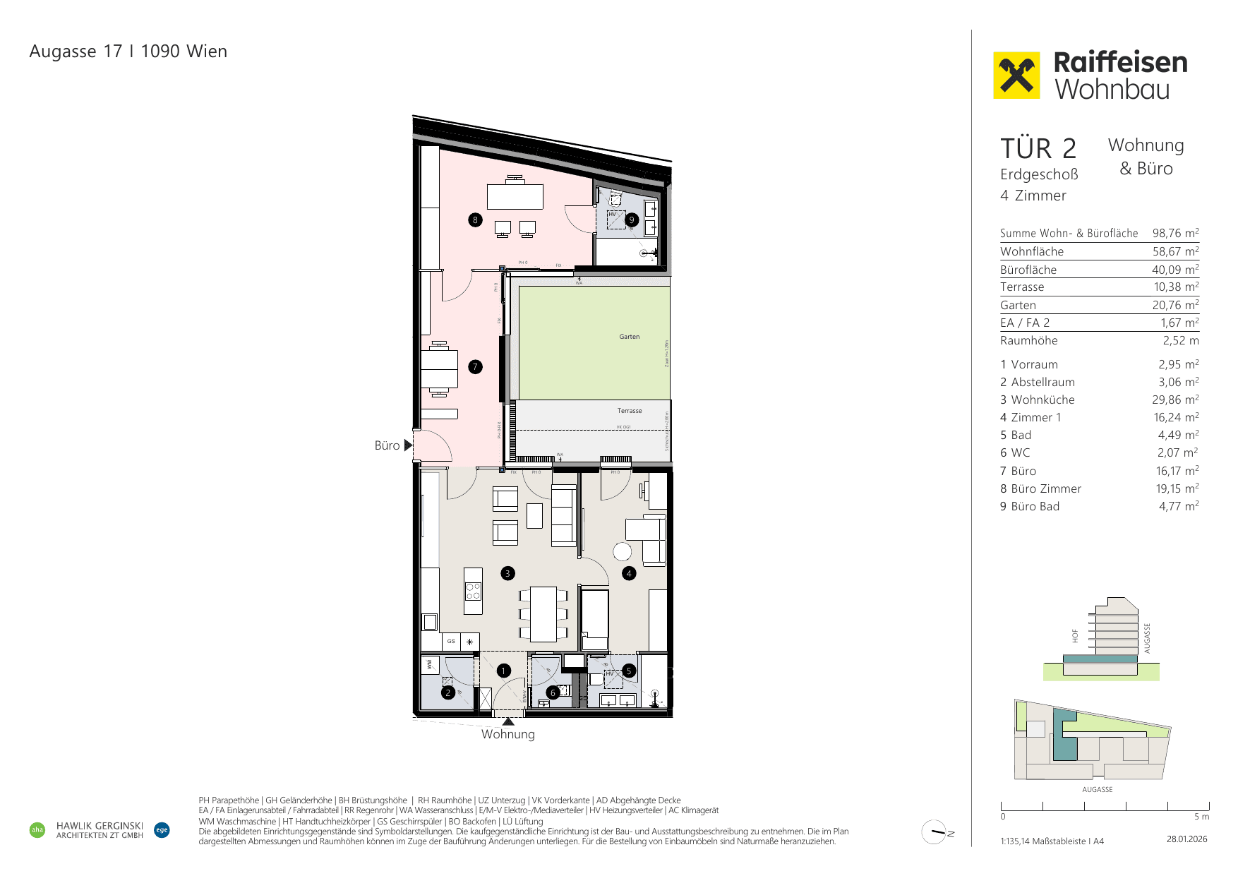 Grundriss Top 02 — Augasse 17 — 4 Zimmer — 98,8 m² — Ground floor