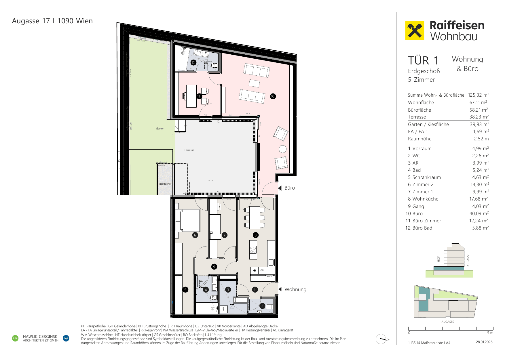 Grundriss Top 01 — Augasse 17 — 5 Zimmer — 125,3 m² — Ground floor