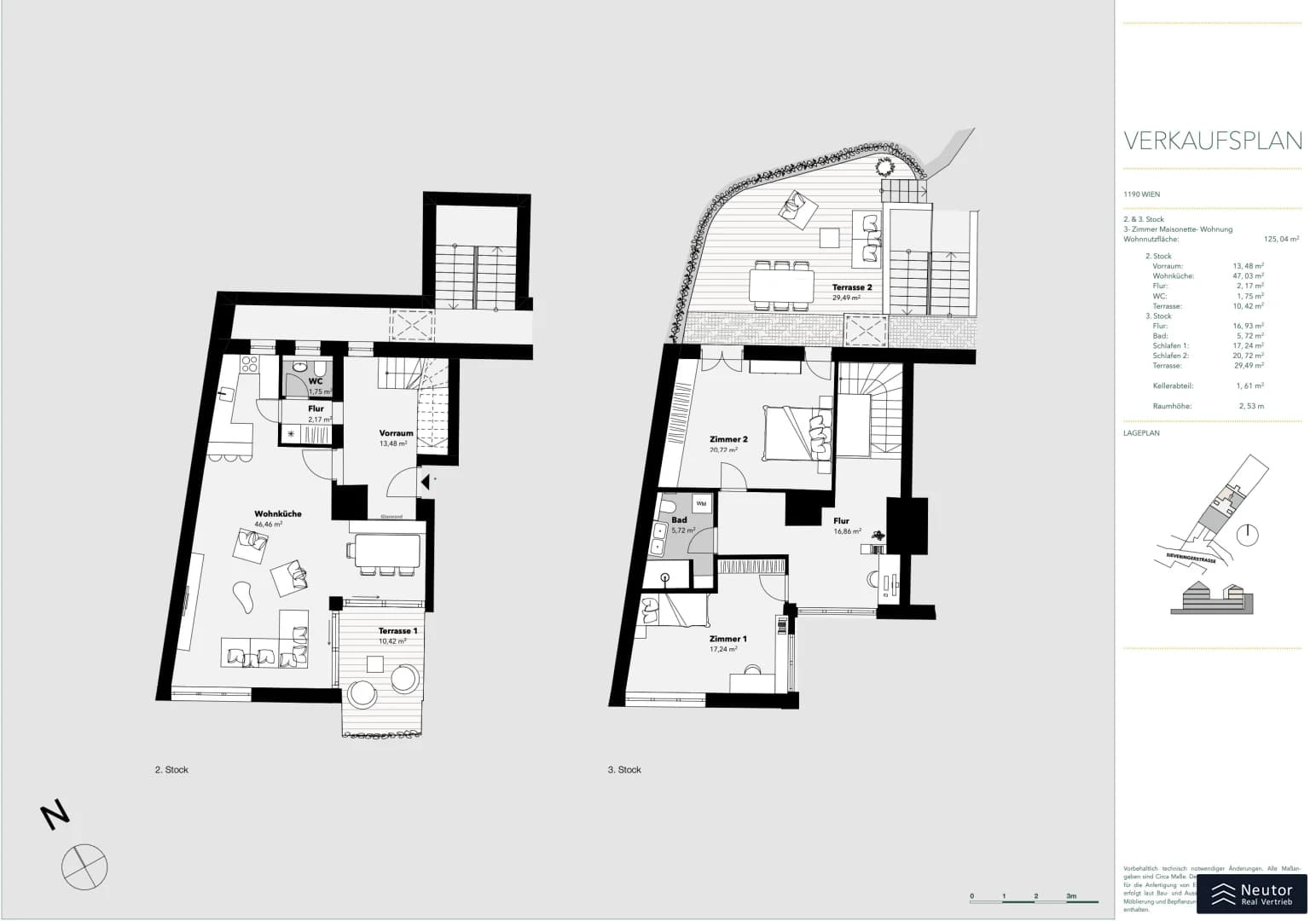 Grundriss Top 7 (Variante 2) — Aurora Terra — 3 Zimmer — 124,4 m² — 2nd floor / 3rd floor