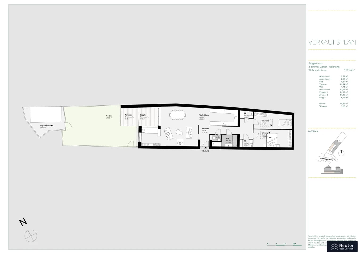 Grundriss Top 2 (Variante 2) — Aurora Terra — 3 Zimmer — 126,2 m² — Ground floor