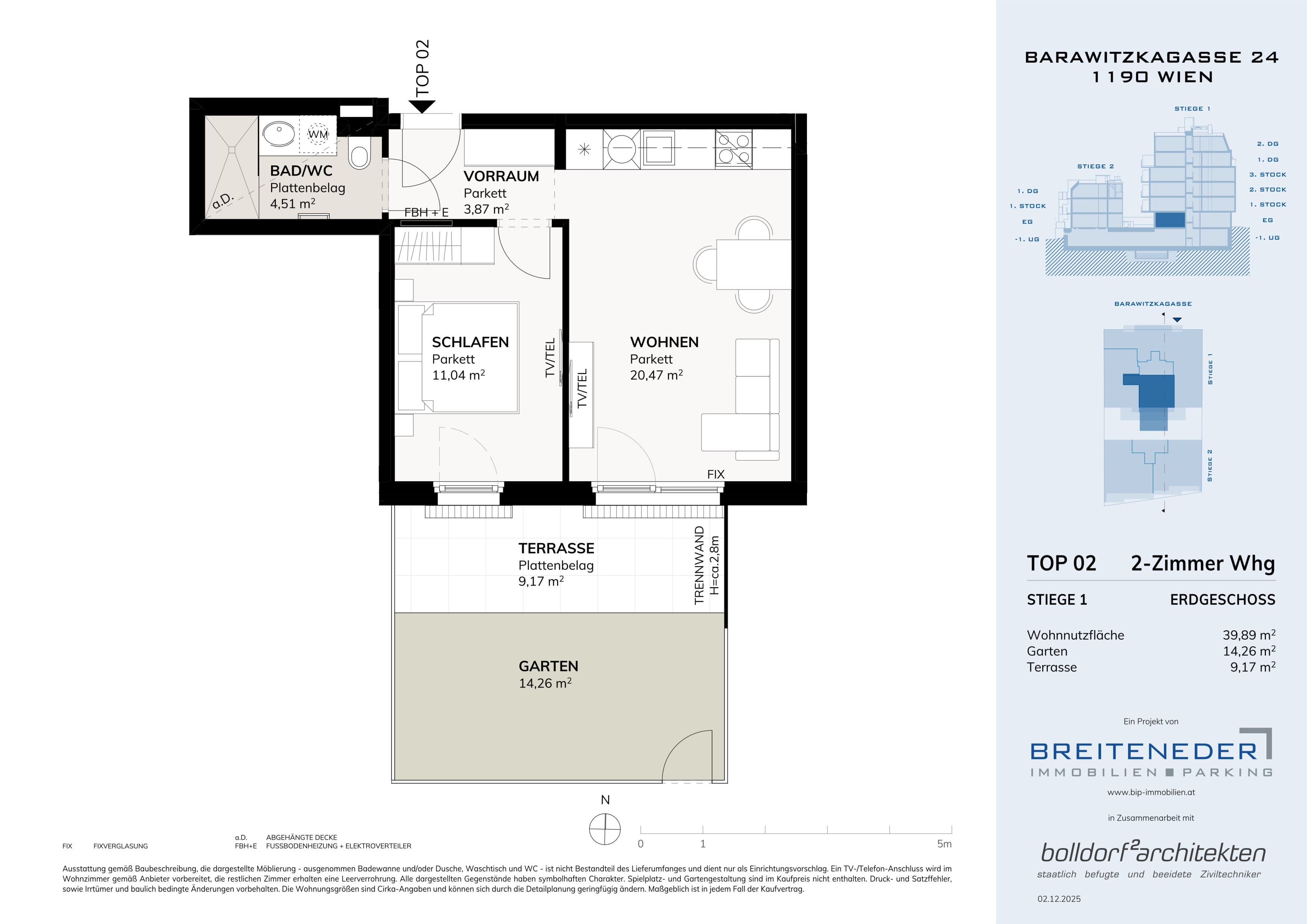 Grundriss EG 2 — Barawitzkagasse 24 — 3 Zimmer — 68,1 m² — Ground floor