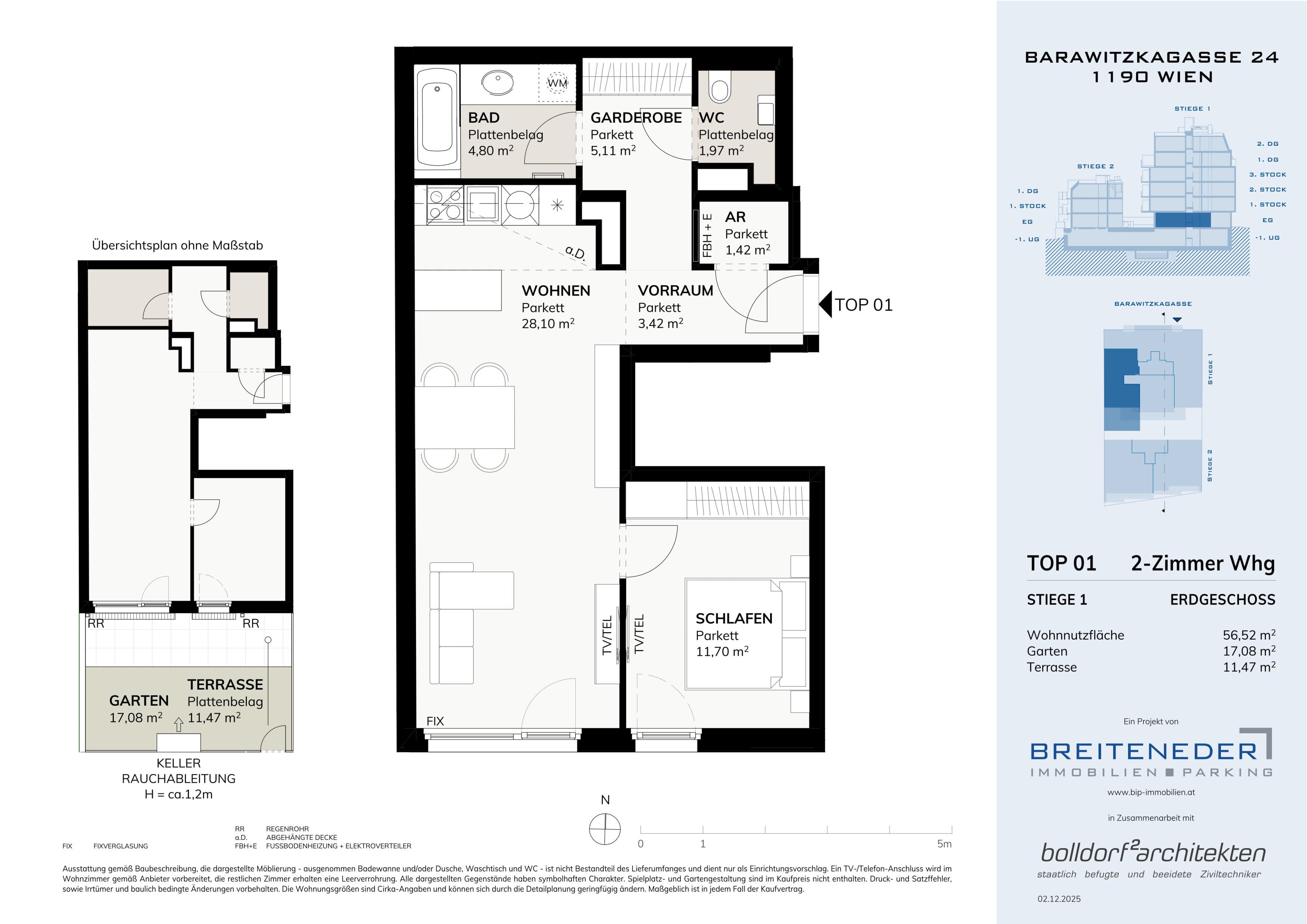 Grundriss Top 1. DG 66,86m2 — Barawitzkagasse 24 — 3 Zimmer — 66,9 m² — 1st attic floor