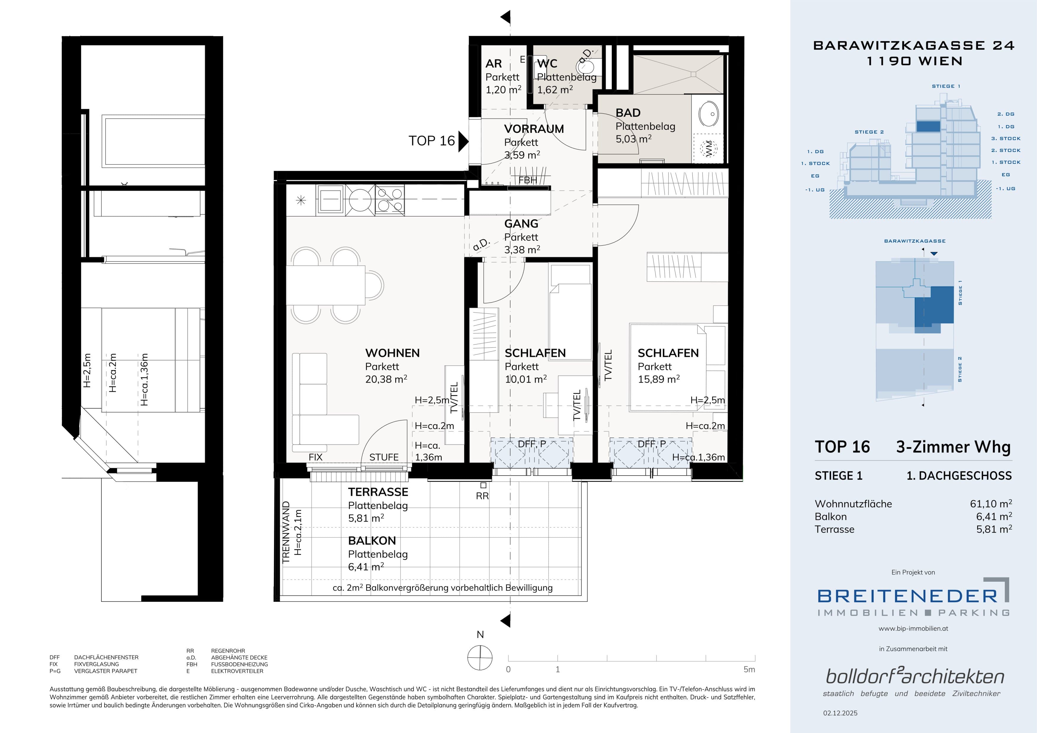 Grundriss Top 1.6 — Barawitzkagasse 24 — 3 Zimmer — 68,1 m² — 1st floor