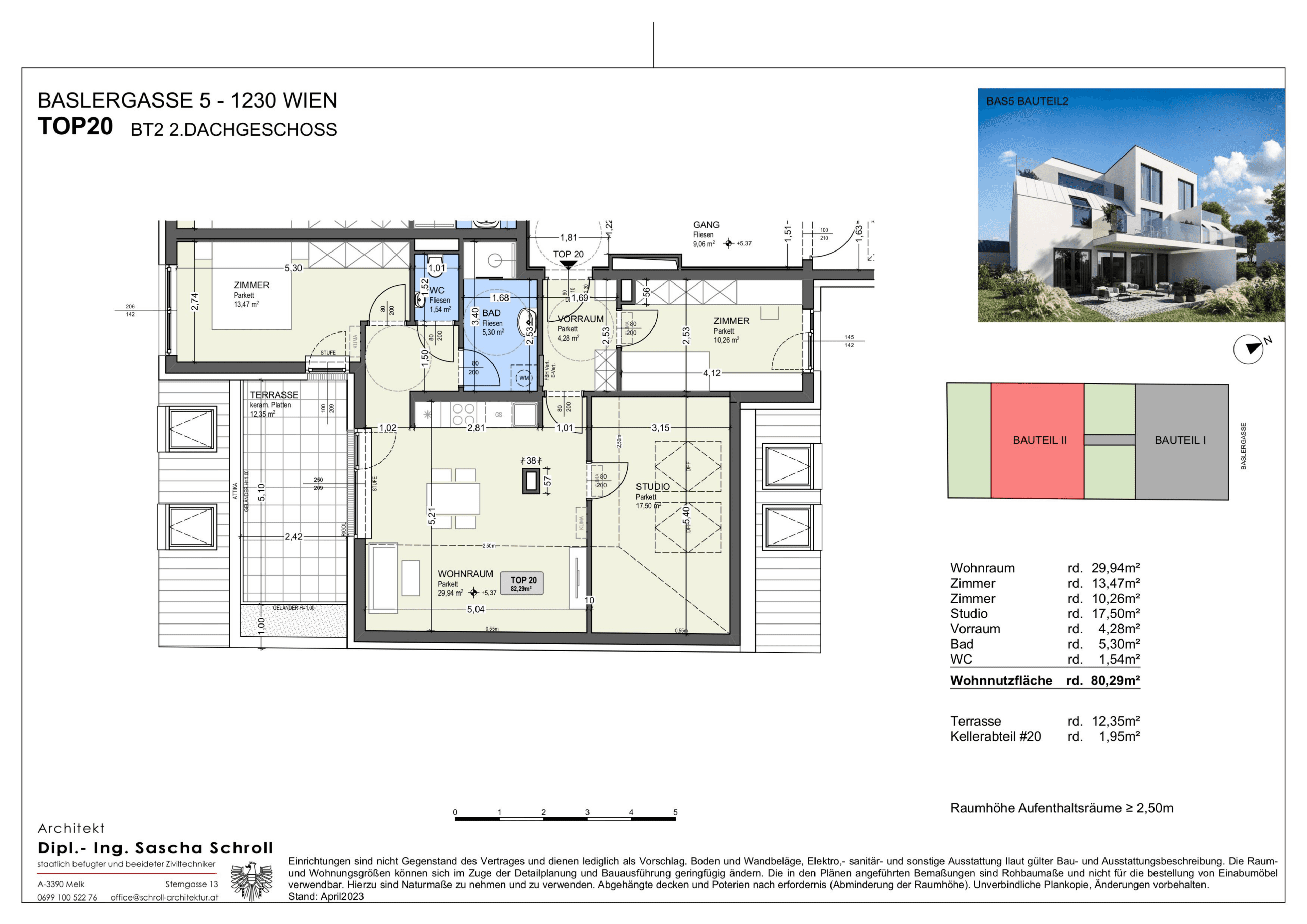 Grundriss Top 20 — Basler Gasse 5 — 4 Zimmer — 80,3 m² — 2nd attic floor