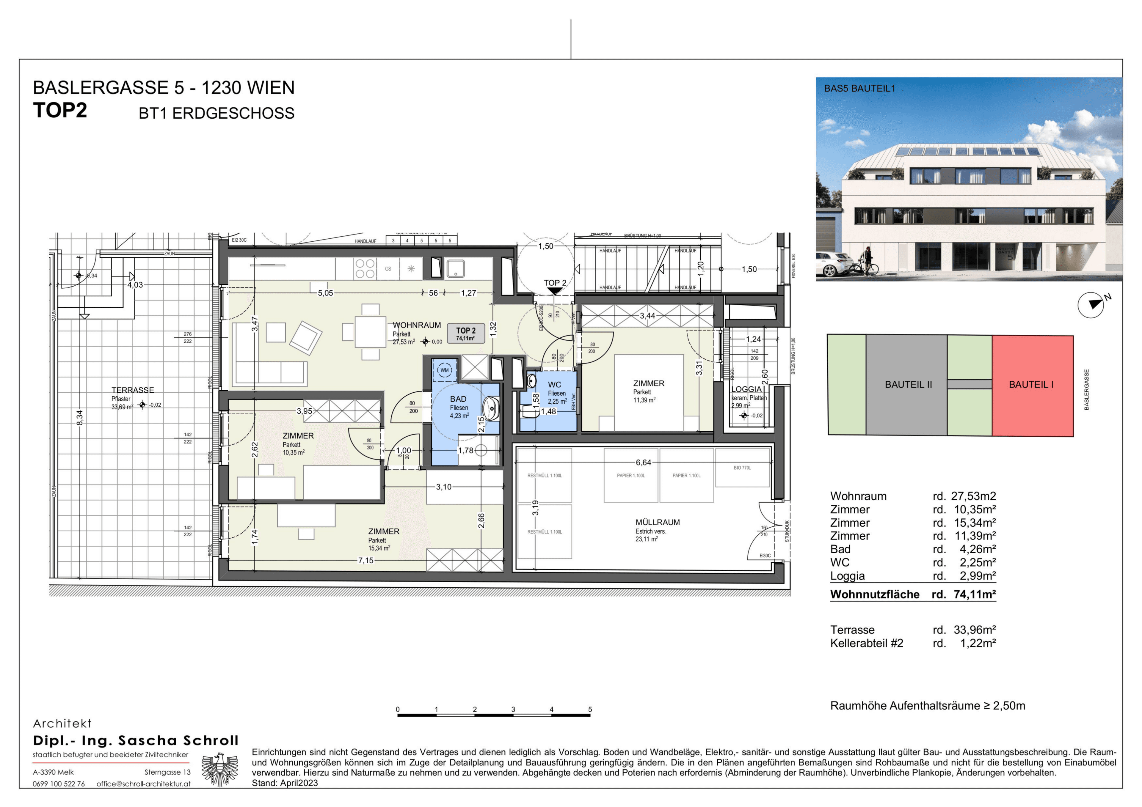 Grundriss Top 2 — Basler Gasse 5 — 4 Zimmer — 71,1 m² — Ground floor