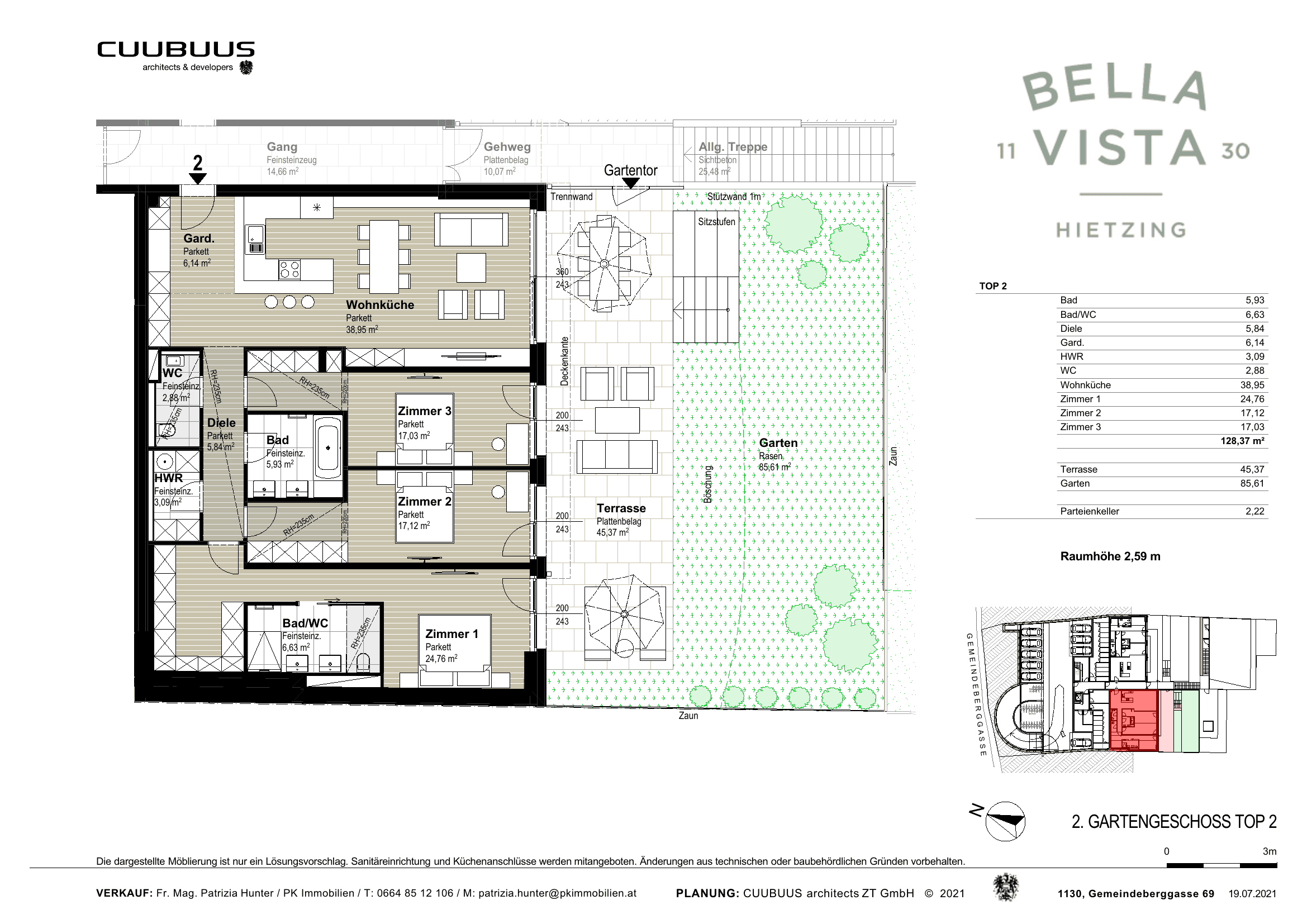 Grundriss Top 02 — Bella Vista — 4 Zimmer — 130 m² — Ground floor