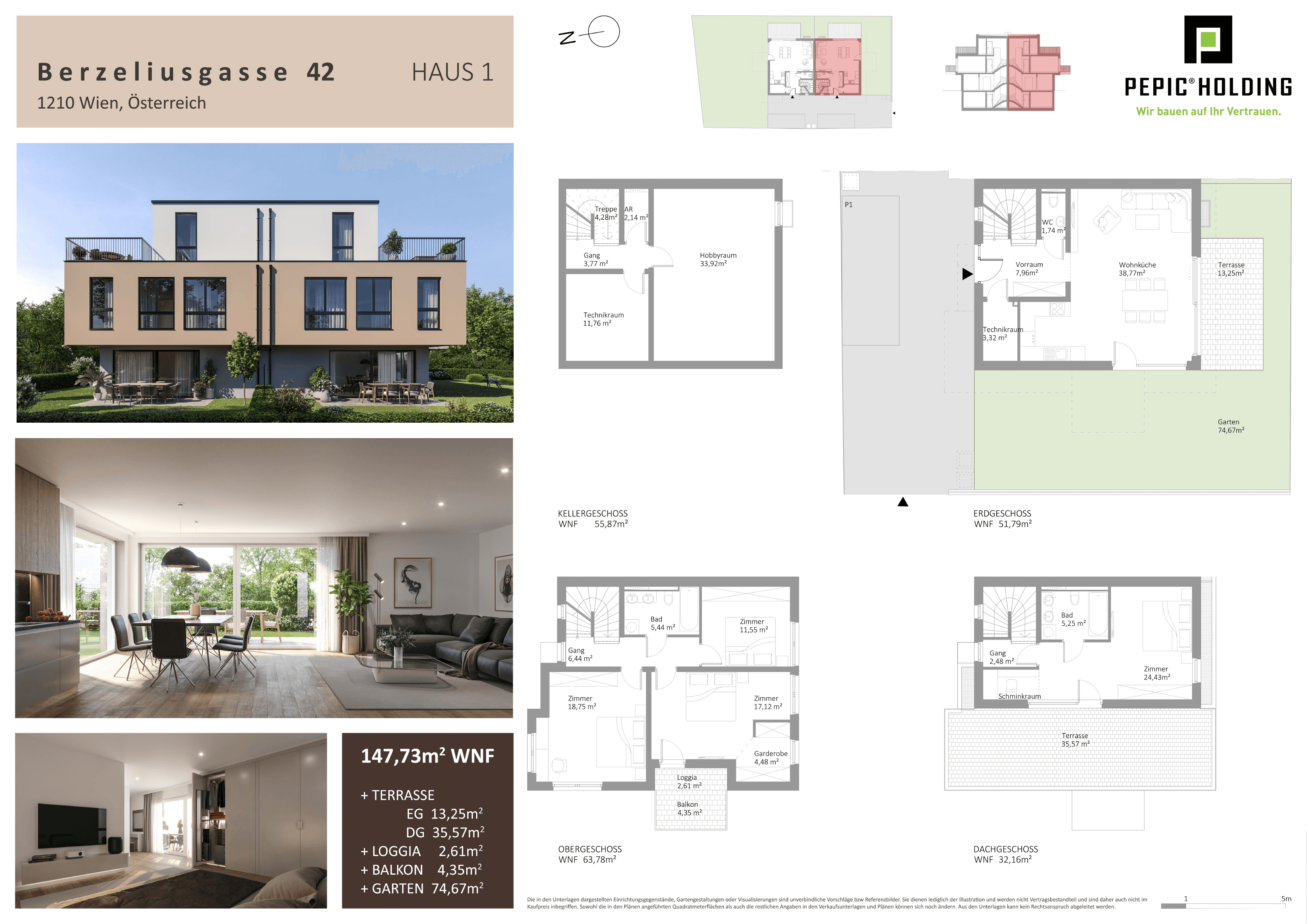 Grundriss HAUS 1 — Berzeliusgasse 42 — 5 Zimmer — 147,7 m² — Grundriss 2/2