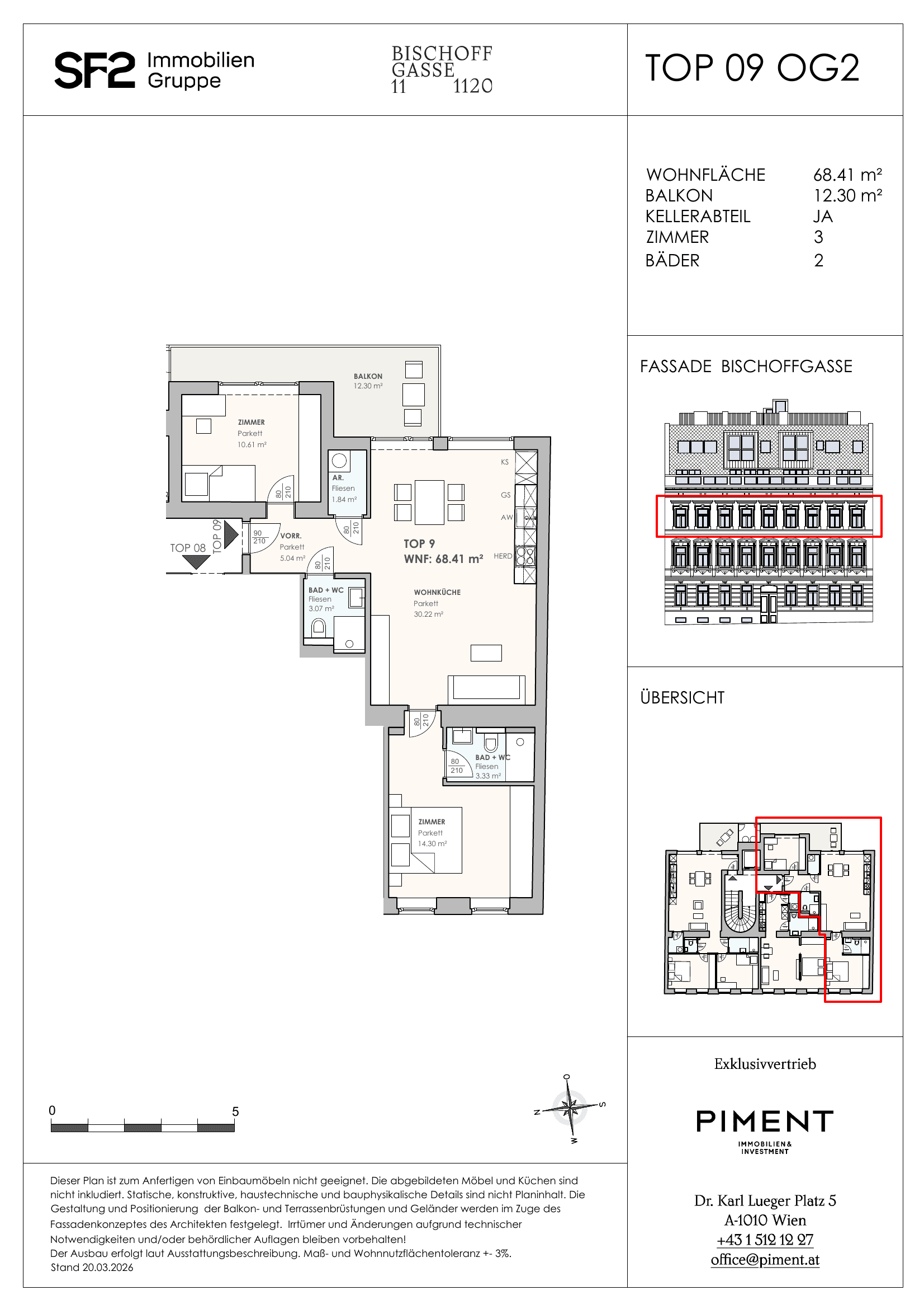 Grundriss 9 — Bischoffgasse 11 — 3 Zimmer — 68,4 m² — 2nd floor
