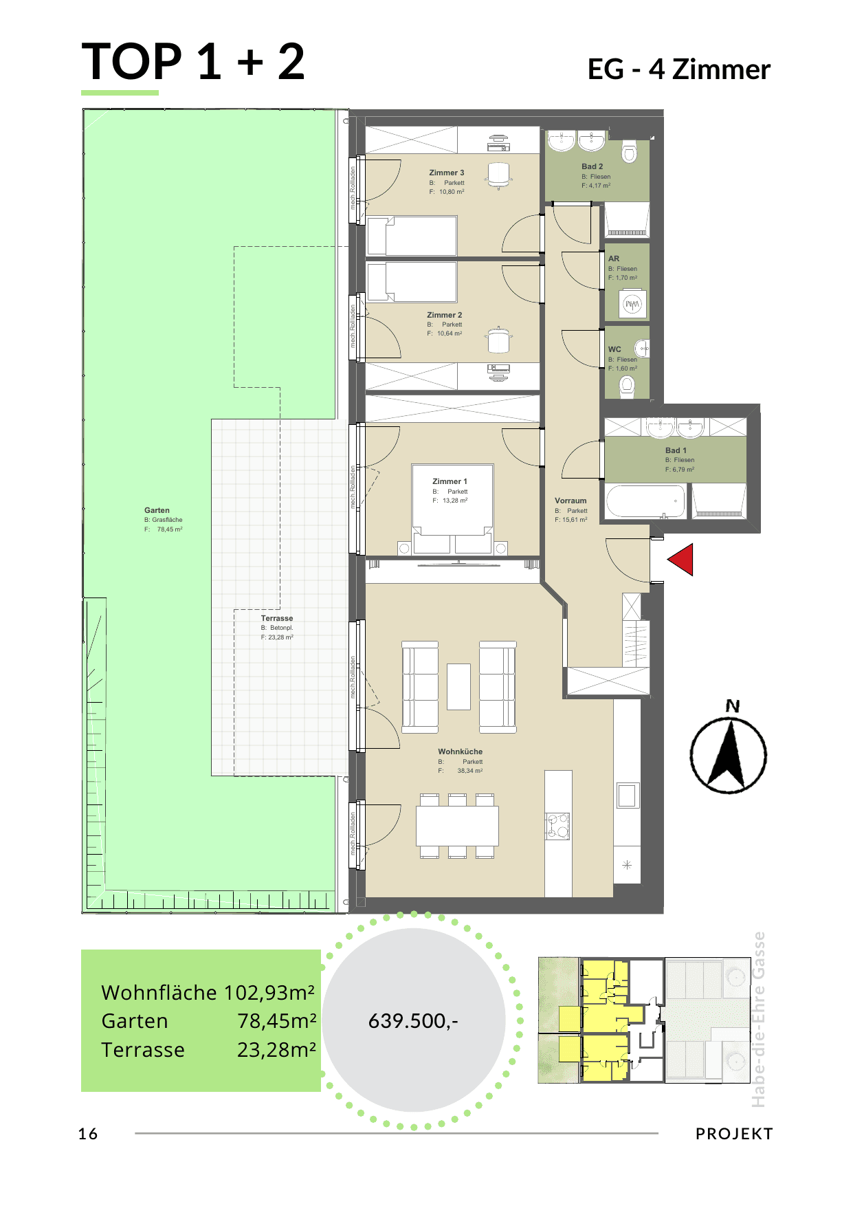 Grundriss Top 1+2 — Bona Dea — 4 Zimmer — 102,9 m² — Ground floor