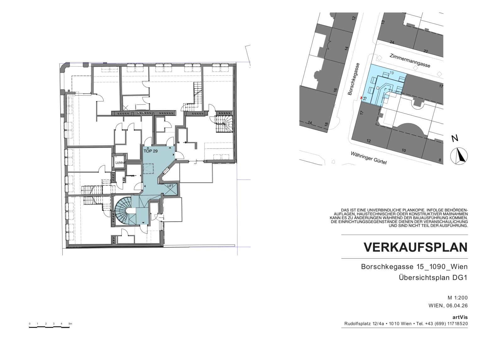 Grundriss Top 29 — Borschkegasse 15 — 2 Zimmer — 64 m² — 1st attic floor — Grundriss 2/2