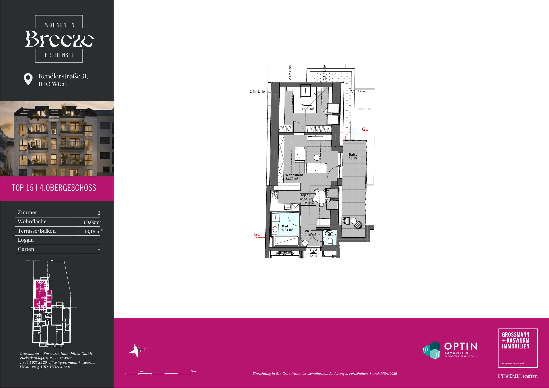 Grundriss Top 15 — BREEZE Breitensee — 2 Zimmer — 60 m² — 4th floor