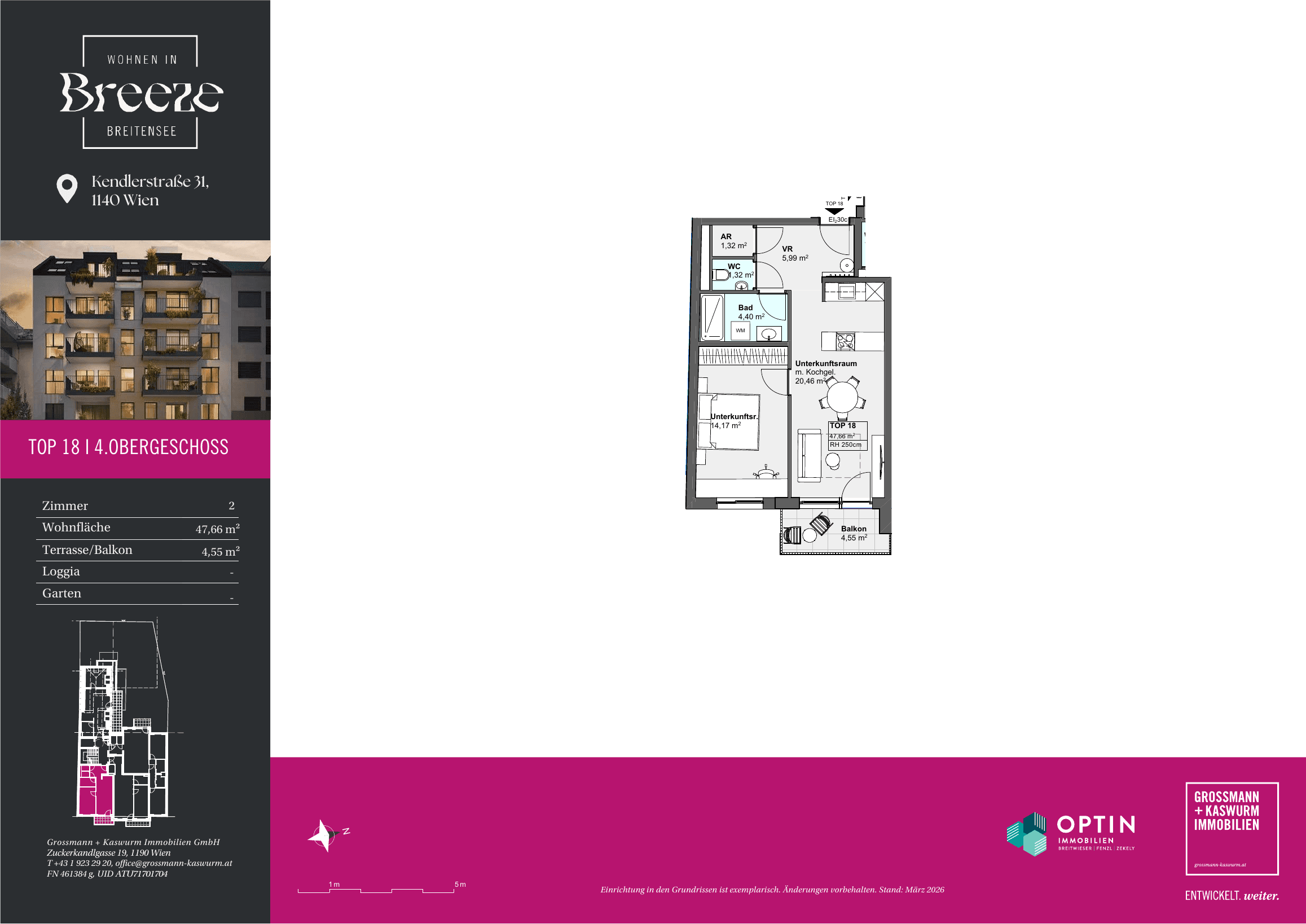 Grundriss Top 18 — BREEZE Breitensee — 2 Zimmer — 47,7 m² — 4th floor