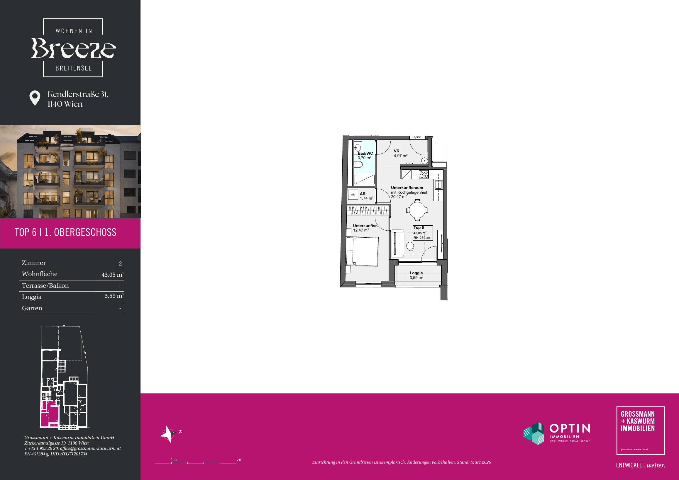 Grundriss Top 06 — BREEZE Breitensee — 2 Zimmer — 43,1 m² — 1st floor
