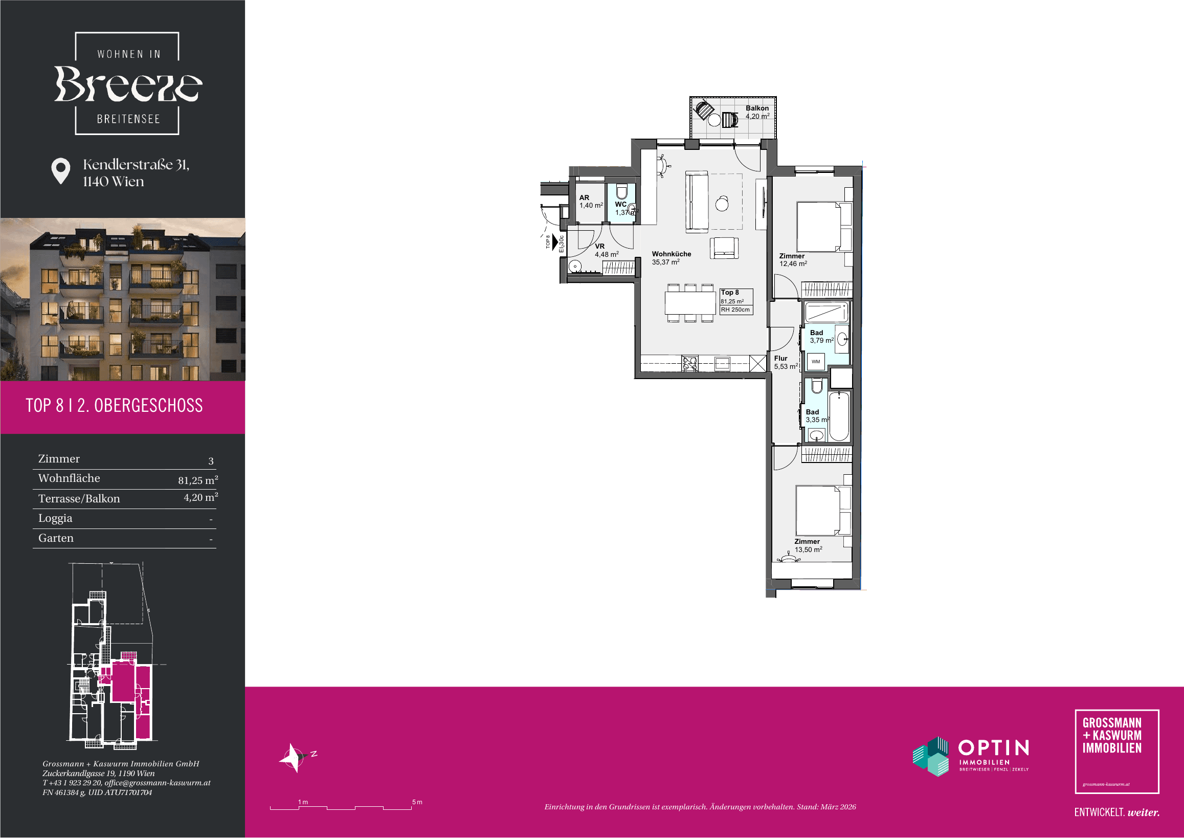 Grundriss Top 08 — BREEZE Breitensee — 3 Zimmer — 81,3 m² — 2nd floor