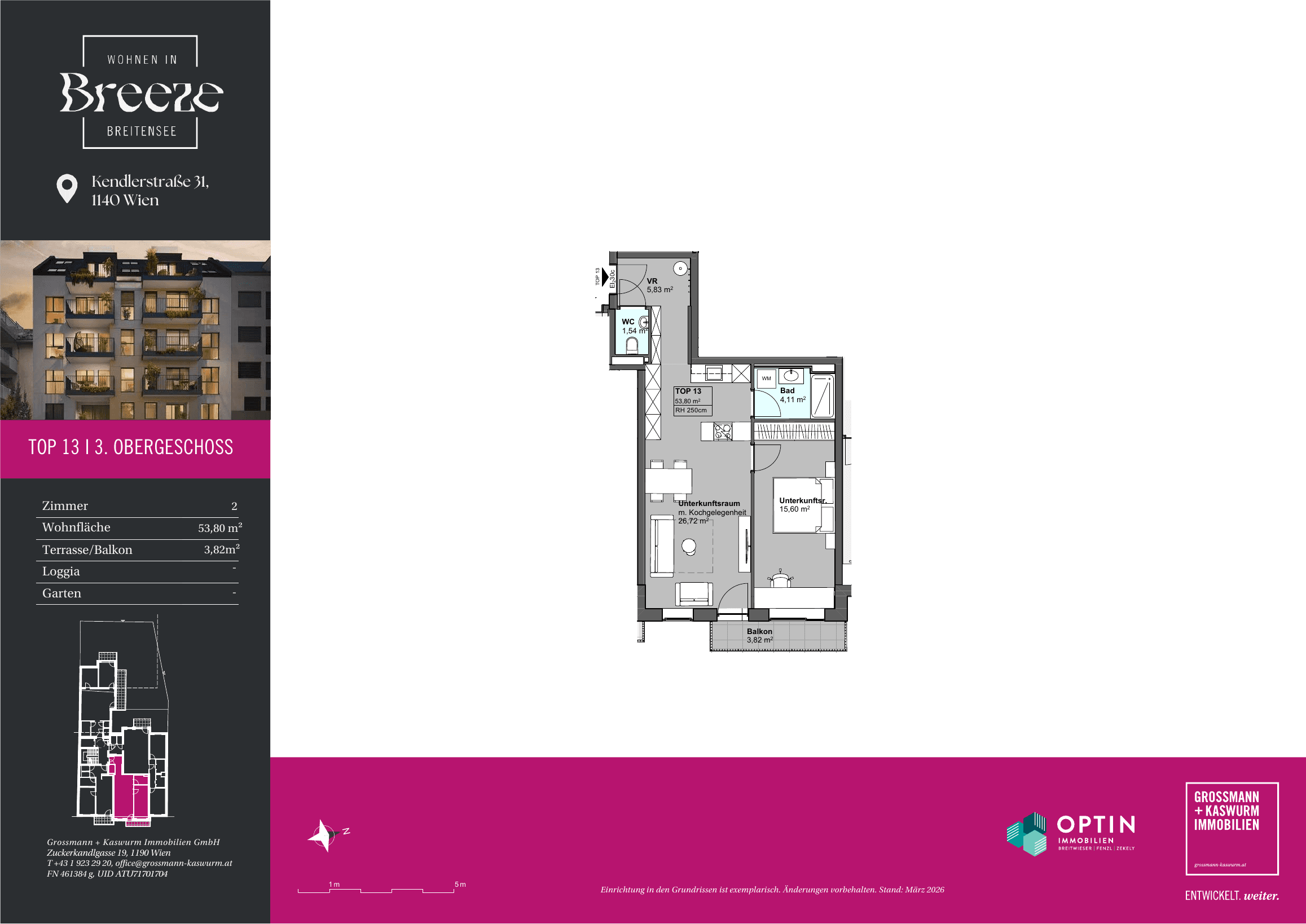 Grundriss Top 13 — BREEZE Breitensee — 2 Zimmer — 53,8 m² — 3rd floor
