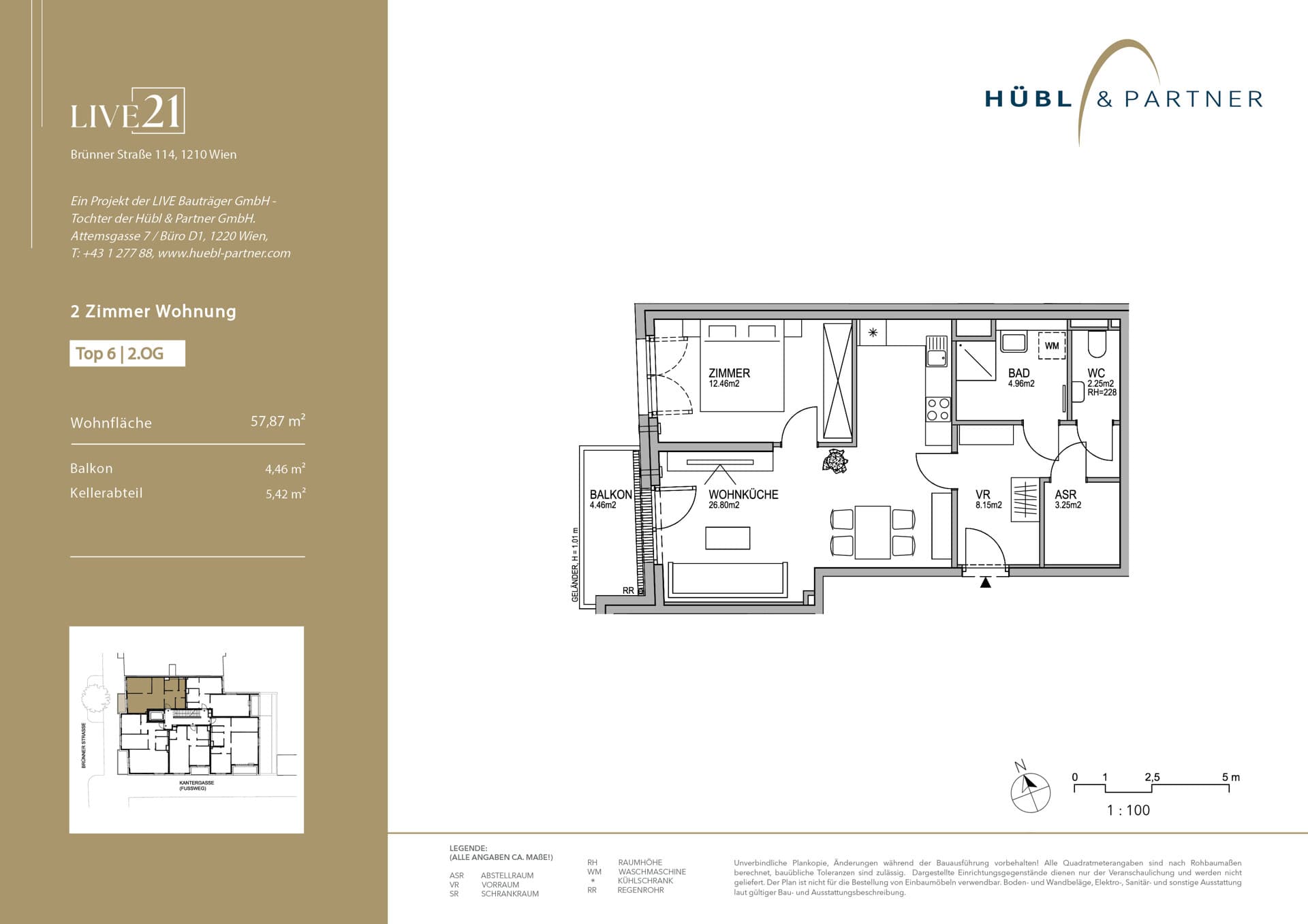Grundriss Top 06 — LIVE21 — 2 Zimmer — 57,9 m² — 2nd floor — Balkon, Balkon