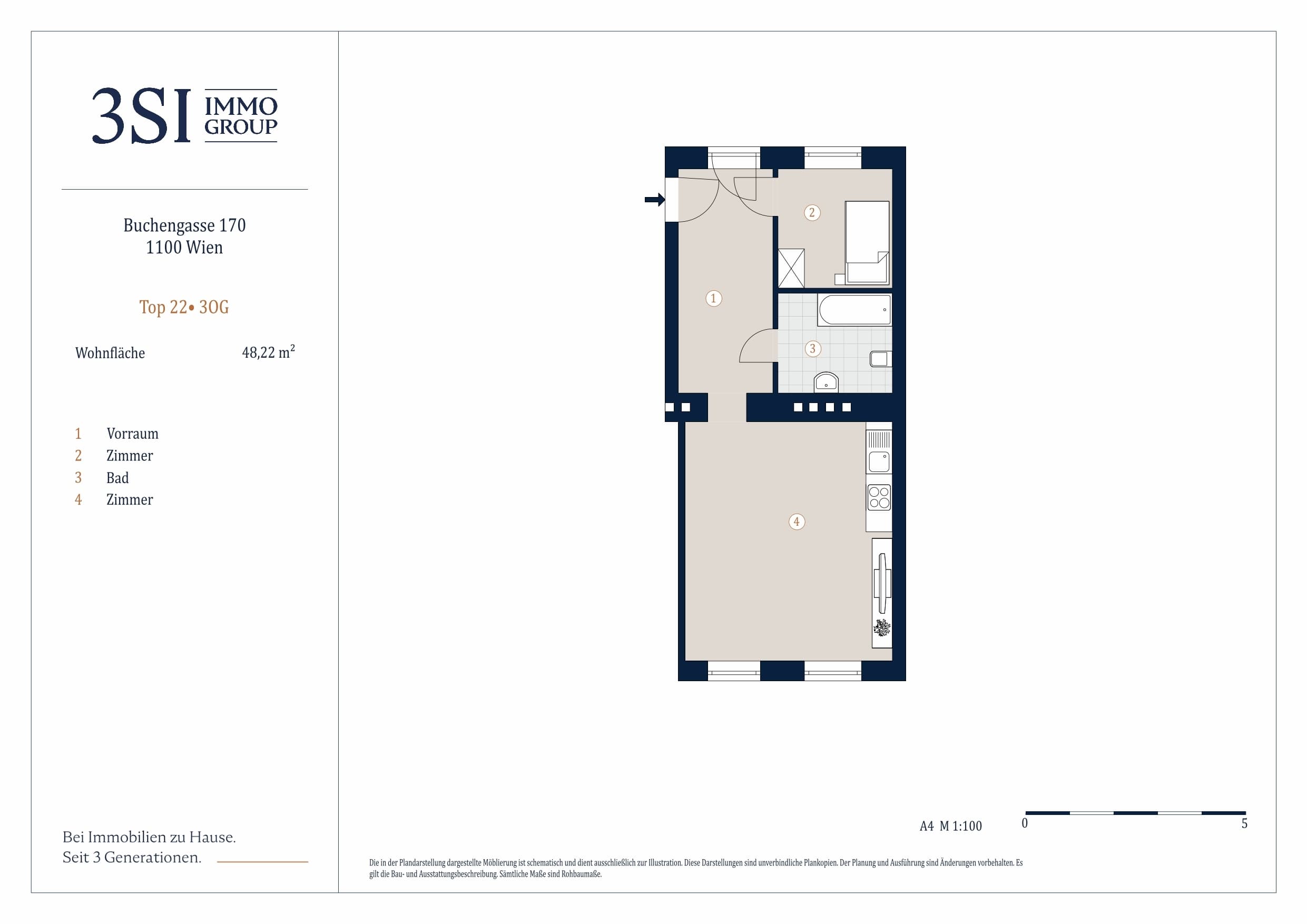Grundriss Top 22 — Buchengasse 170 — 2 Zimmer — 48,2 m² — 3rd floor