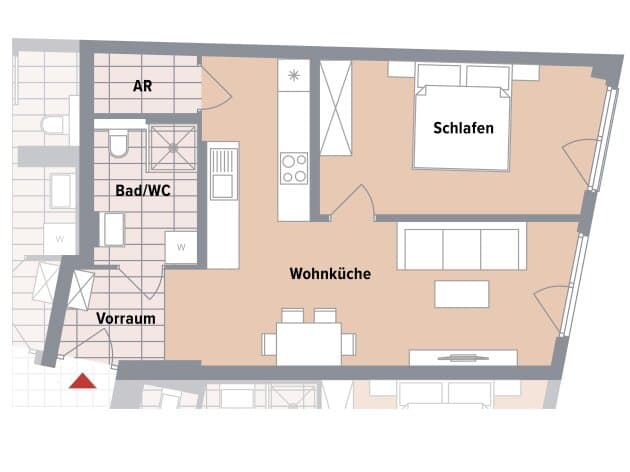 Grundriss 5 — Canavesegasse 4 — 2 Zimmer — 48,3 m² — 1st floor