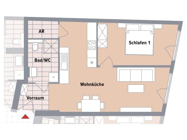 Grundriss 10 — Canavesegasse 4 — 2 Zimmer — 48,3 m² — 2nd floor