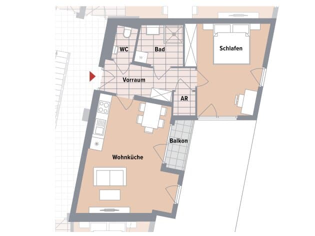 Grundriss 6 — Canavesegasse 4 — 2 Zimmer — 50,3 m² — 1st floor