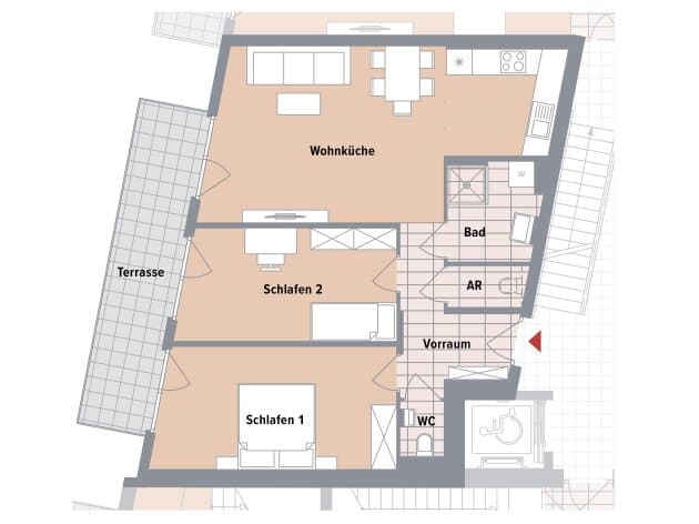 Grundriss 3 — Canavesegasse 4 — 3 Zimmer — 70,4 m² — 1st floor