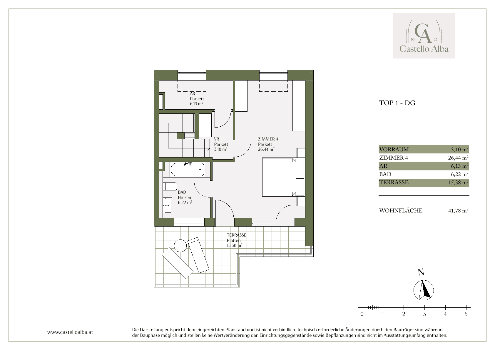 Grundriss Top 1 — Castello Alba — 5 Zimmer — 152 m² — Ground floor / Upper floor / Attic floor — Grundriss 5/5